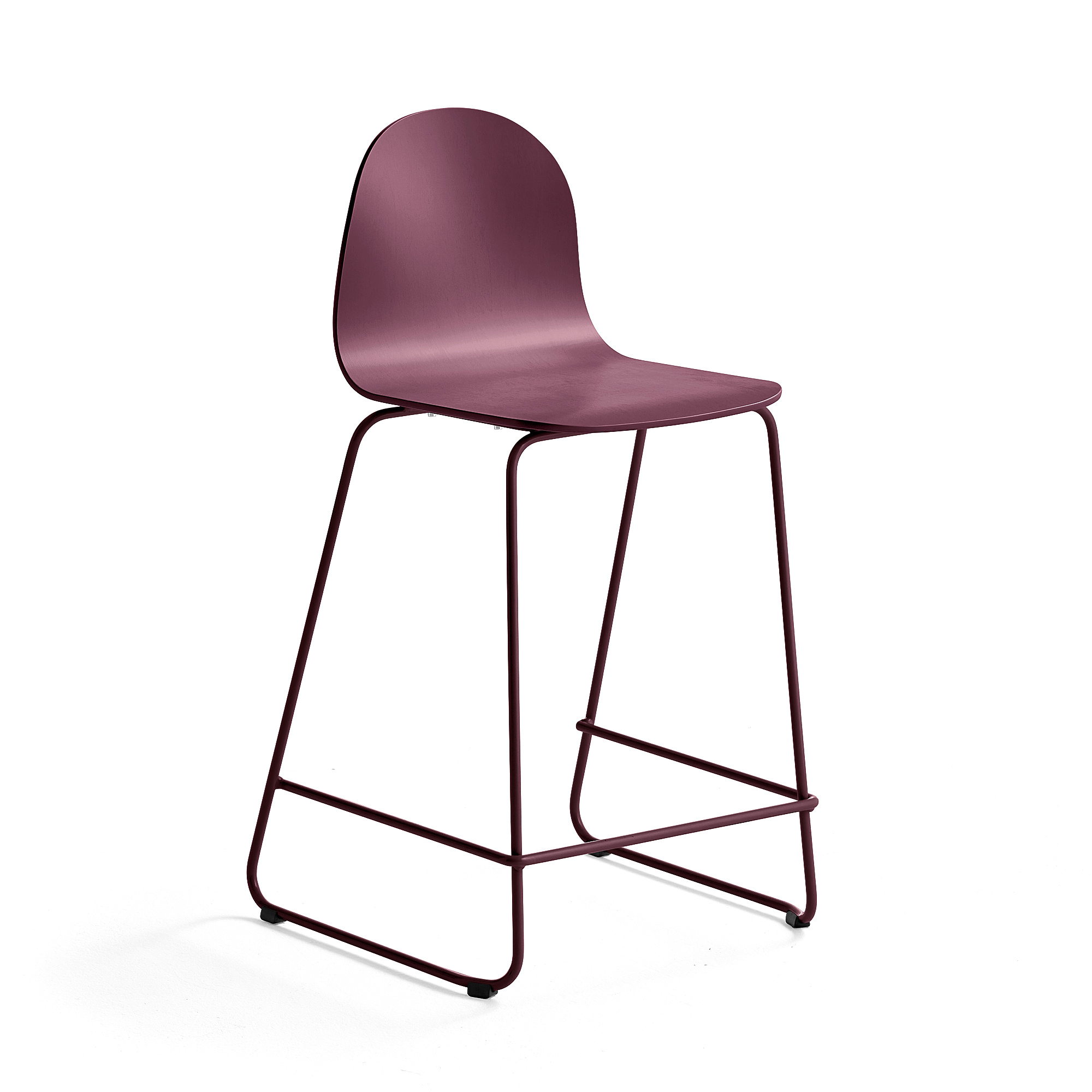 Barová stolička GANDER, s klzákmi, výška sedu 630 mm, lakovaná, červená