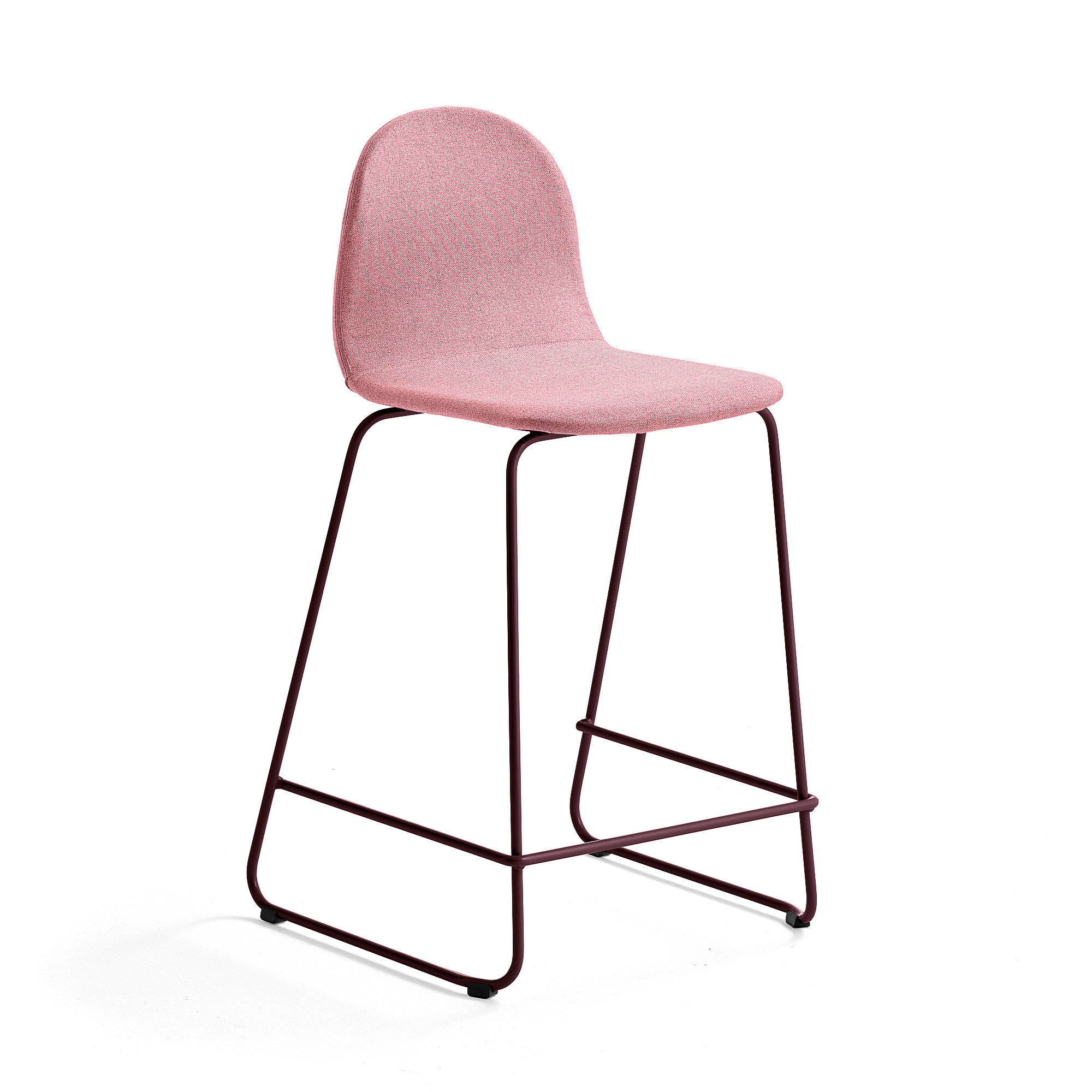 E-shop Barová stolička GANDER, s klzákmi, výška sedu 630 mm, čalúnená, červená
