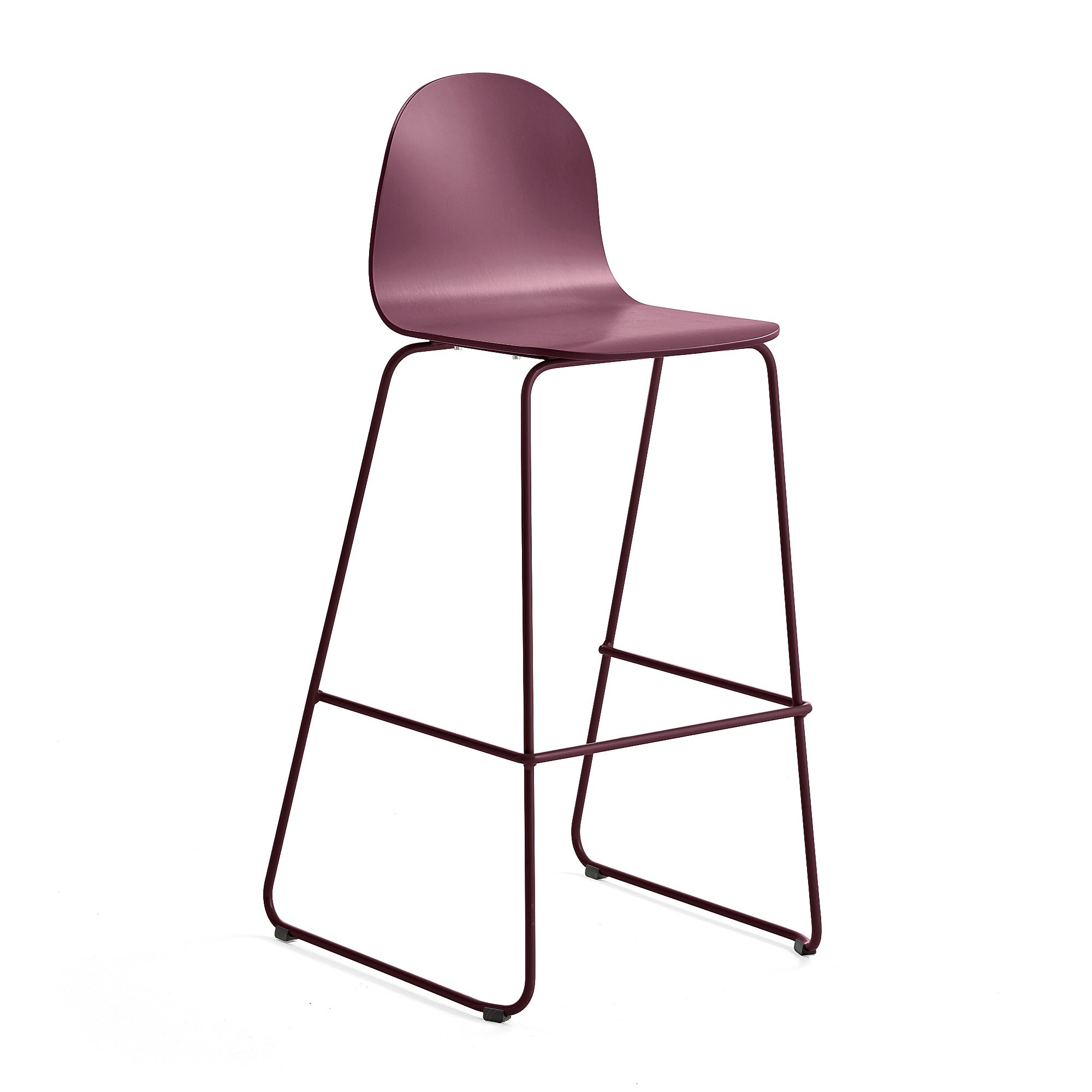 E-shop Barová stolička GANDER, s klzákmi, výška sedu 790 mm, lakovaná, červená