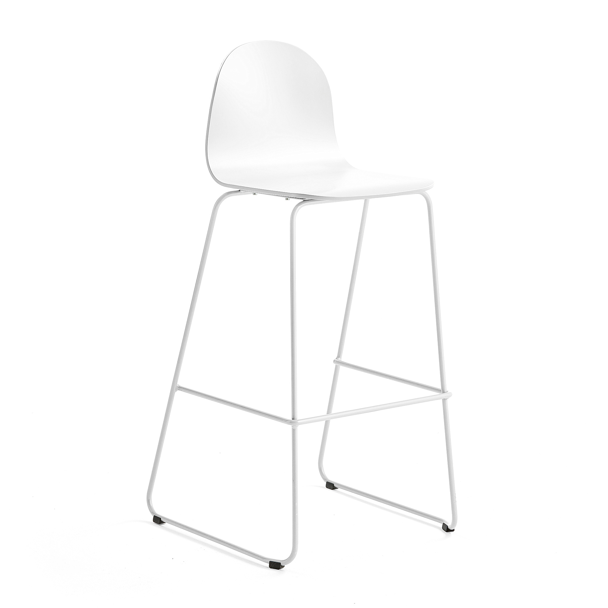 E-shop Barová stolička GANDER, s klzákmi, výška sedu 790 mm, lakovaná, biela