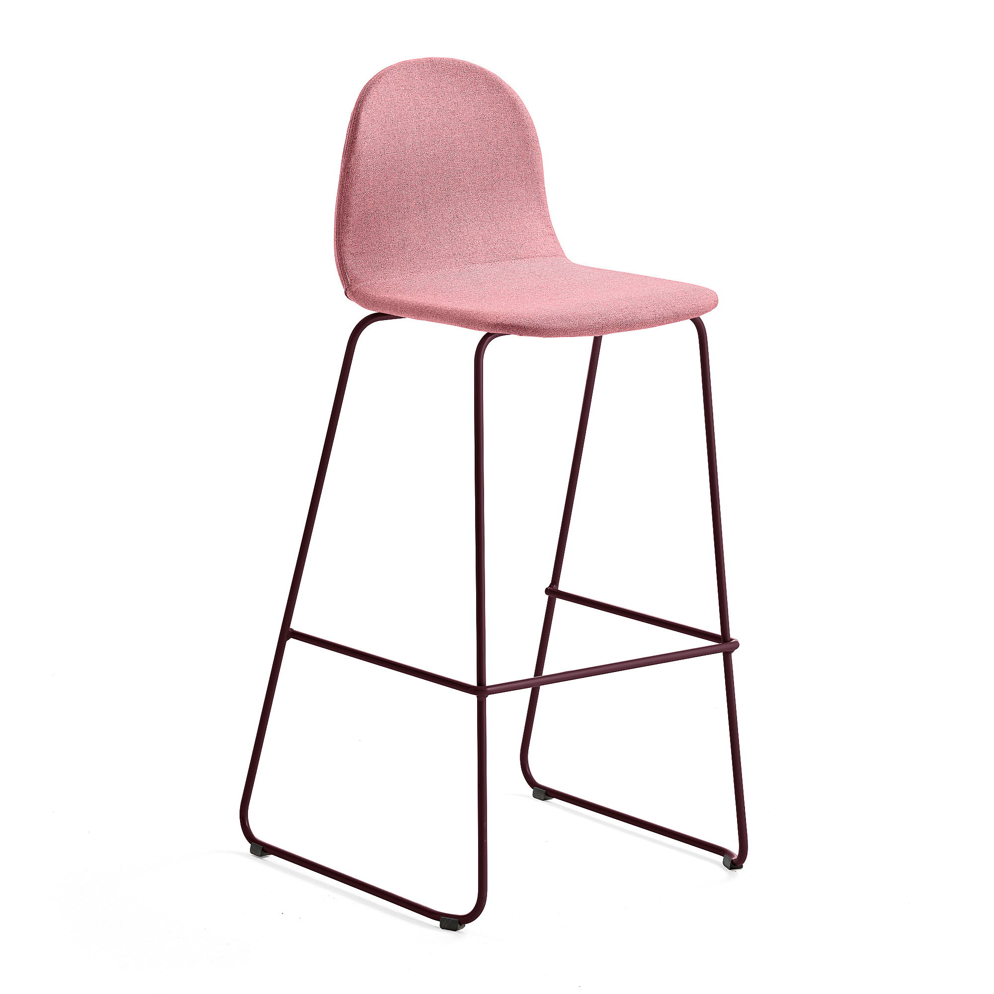 E-shop Barová stolička GANDER, s klzákmi, výška sedu 790 mm, čalúnená, červená