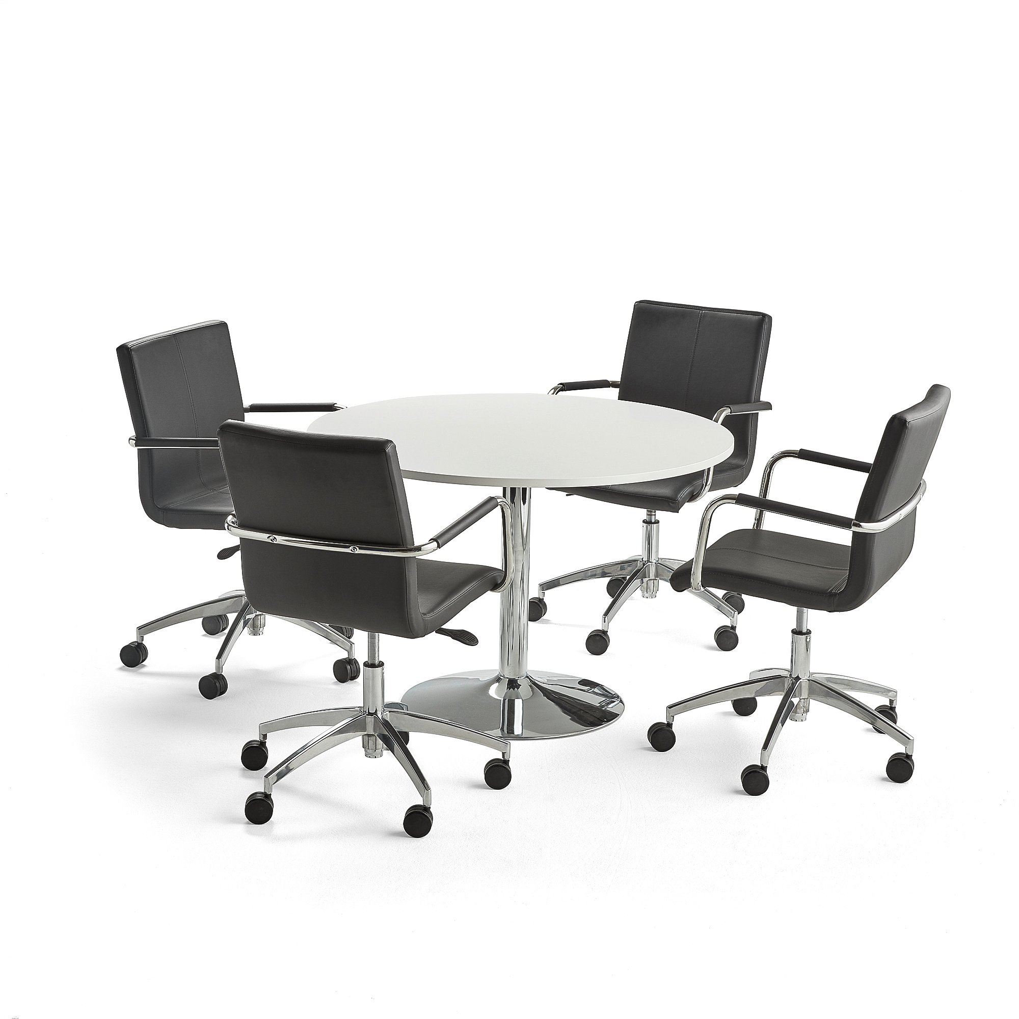 Levně Sestava LILY + DELTA, stůl Ø 1100 mm a 4 černé židle