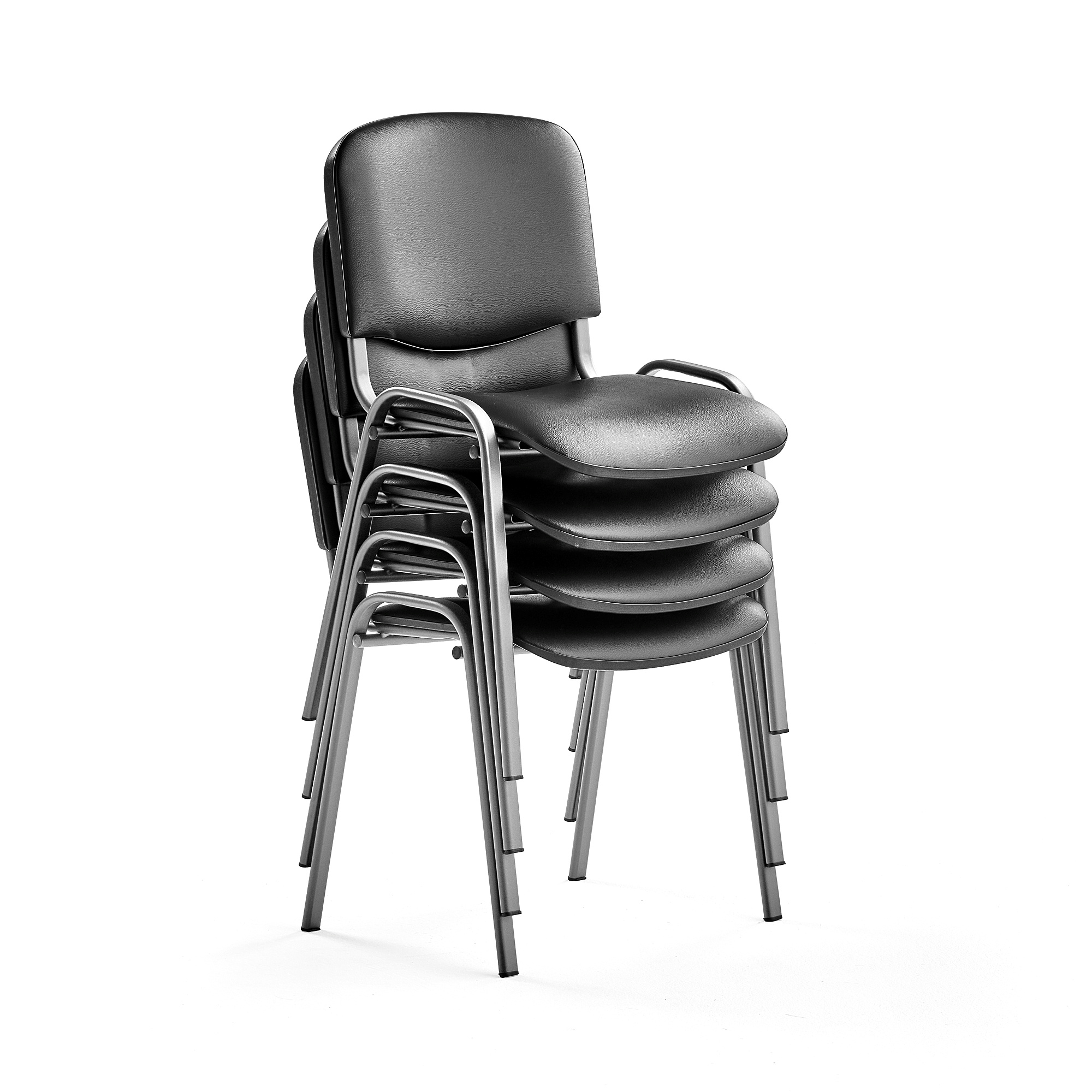 Levně Konferenční židle NELSON, bal. 4 ks, černá koženka, šedá