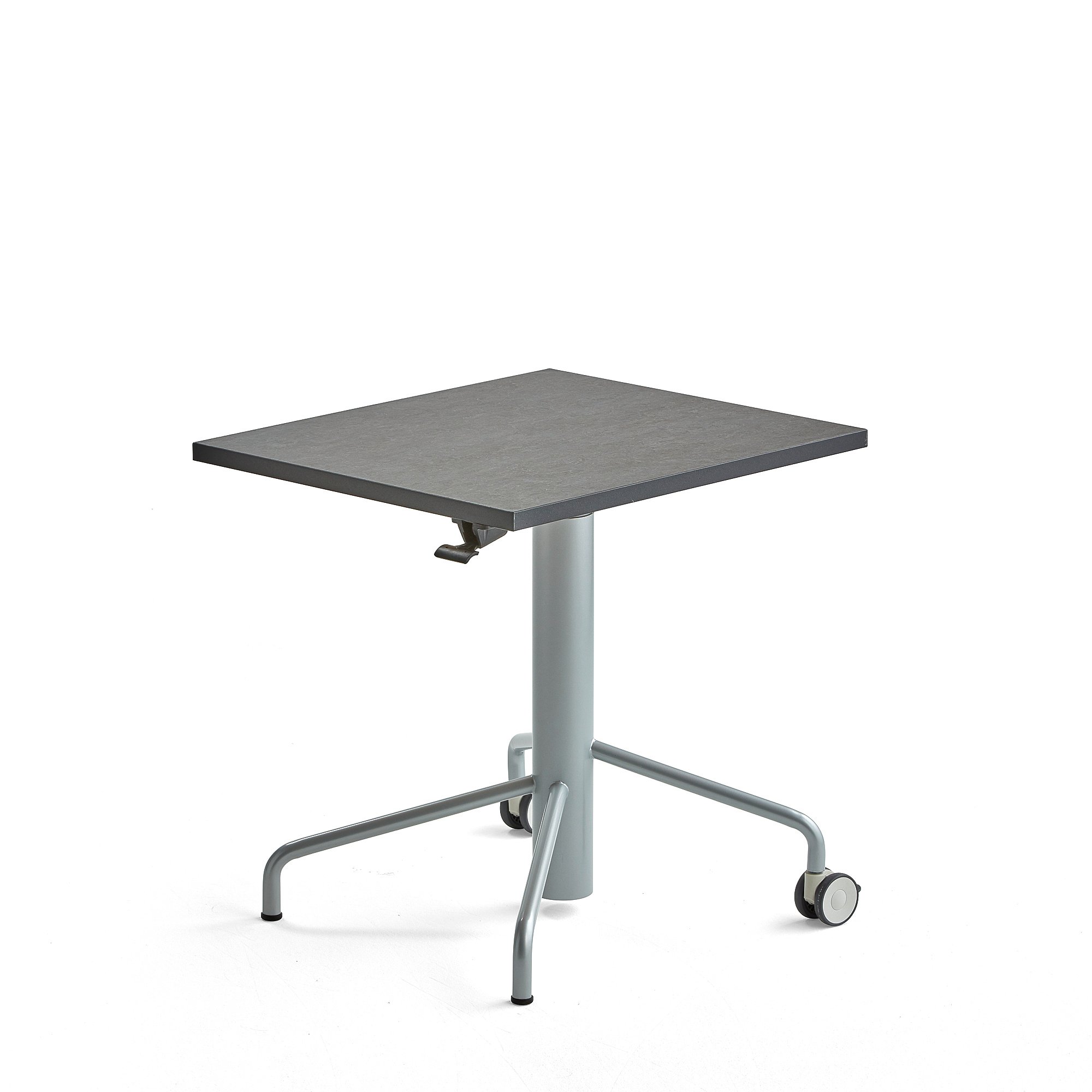 Levně Výškově nastavitelný stůl ARISE, 600x700 mm, šedá podnož, tmavě šedé linoleum