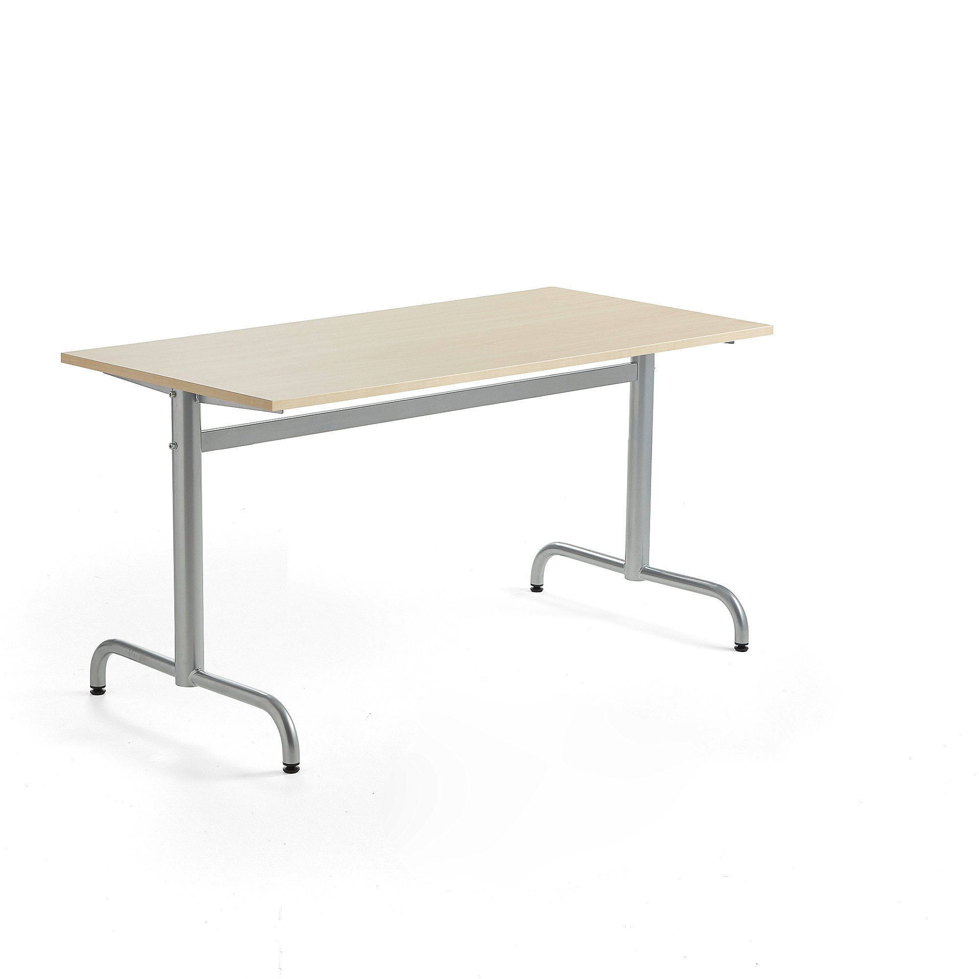 Stůl PLURAL, 1400x700x720 mm, akustická HPL deska, bříza, stříbrná