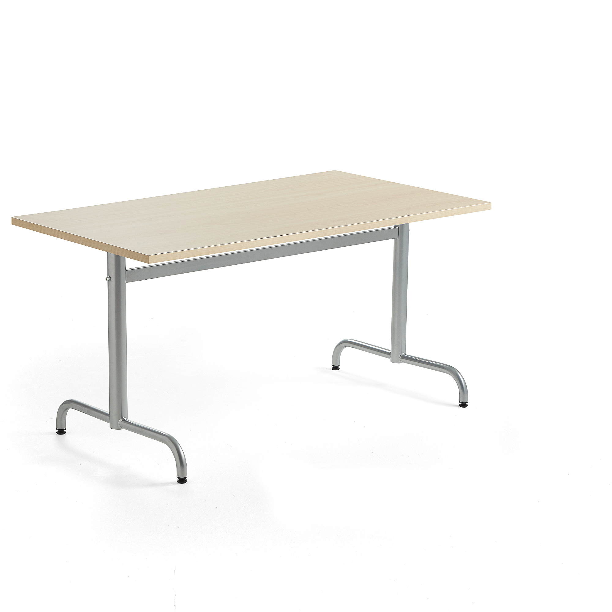 Stůl PLURAL, 1400x800x720 mm, akustická HPL deska, bříza, stříbrná