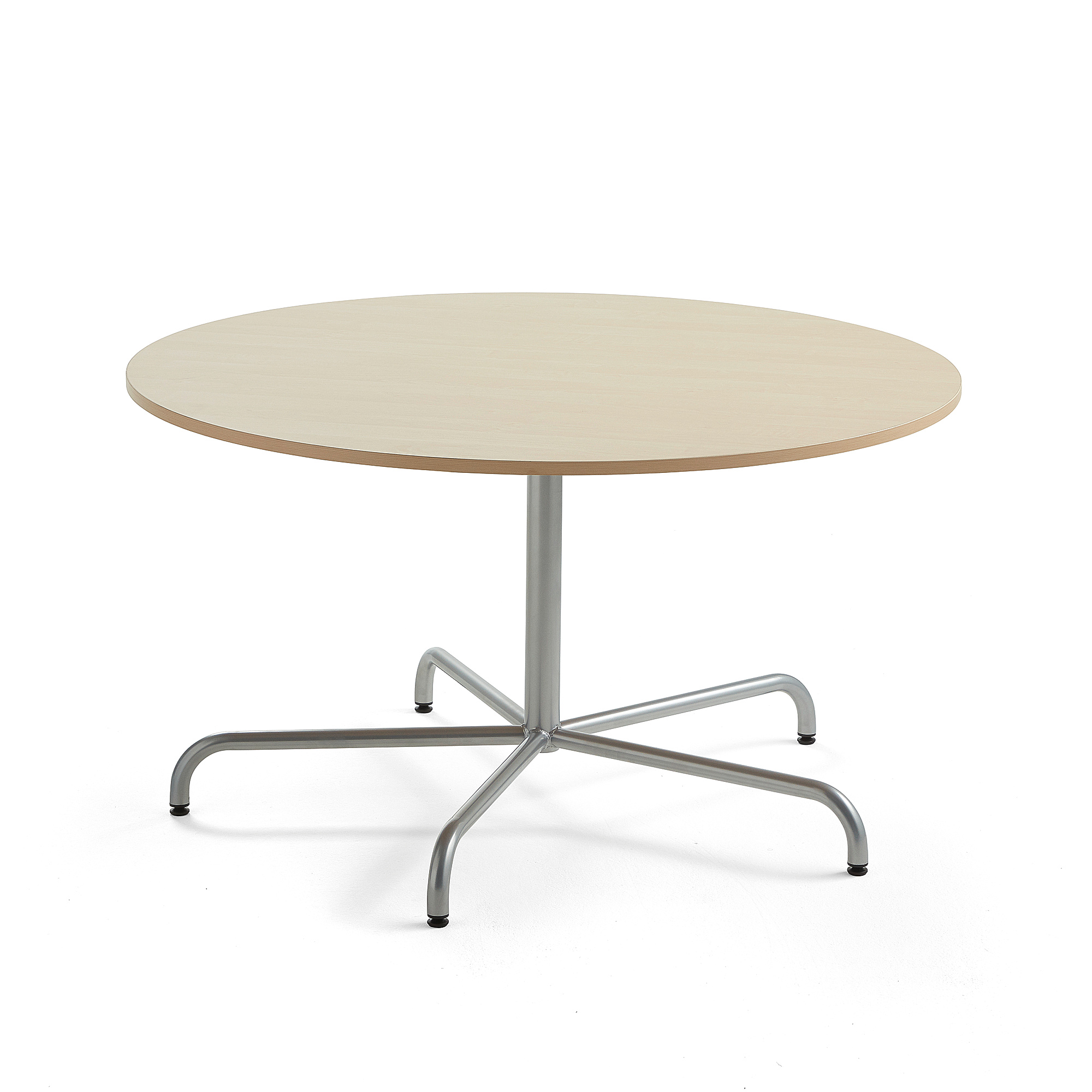 Stůl PLURAL, Ø1300x720 mm, akustická HPL deska, bříza, stříbrná