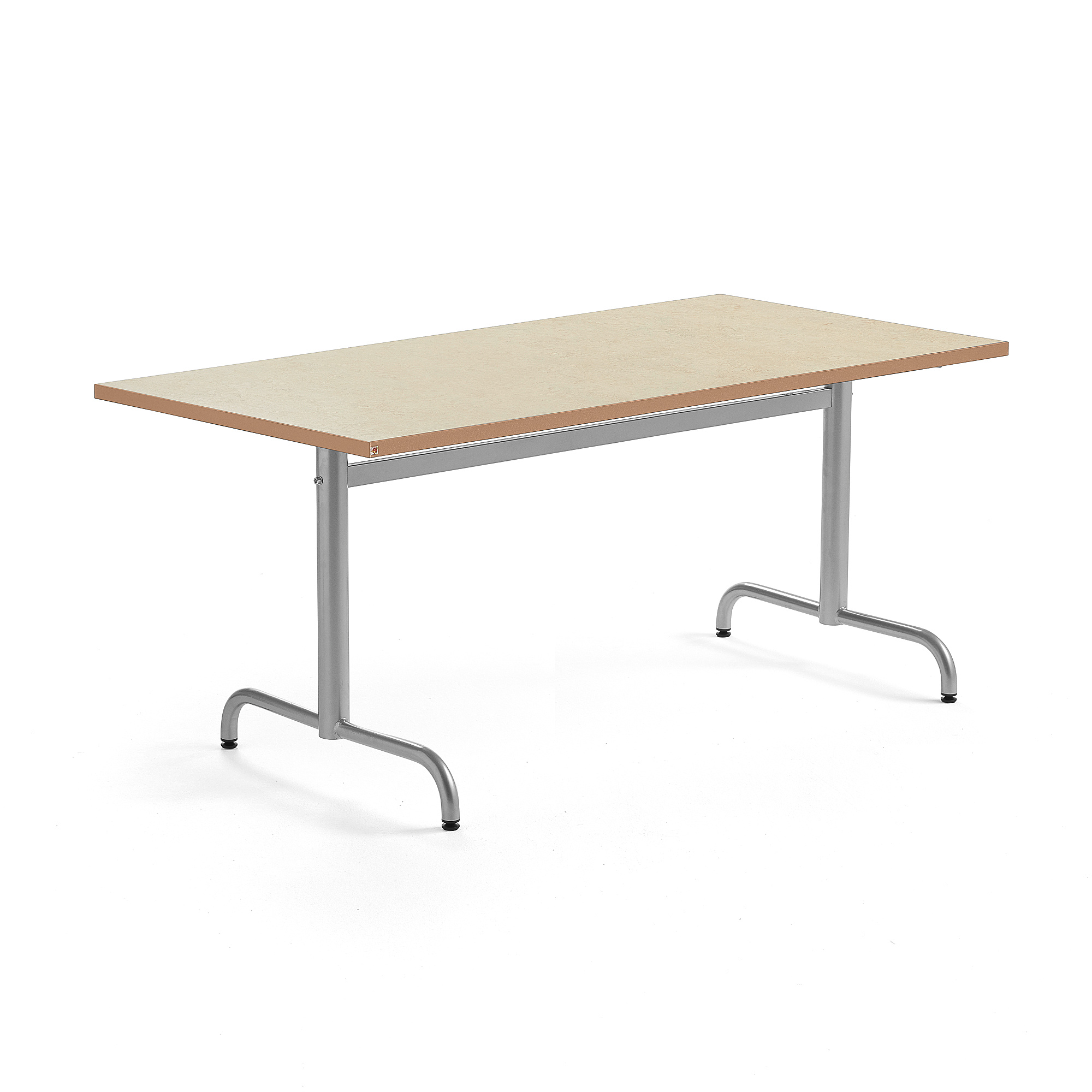 Stůl PLURAL, 1400x800x720 mm, linoleum, béžová, stříbrná