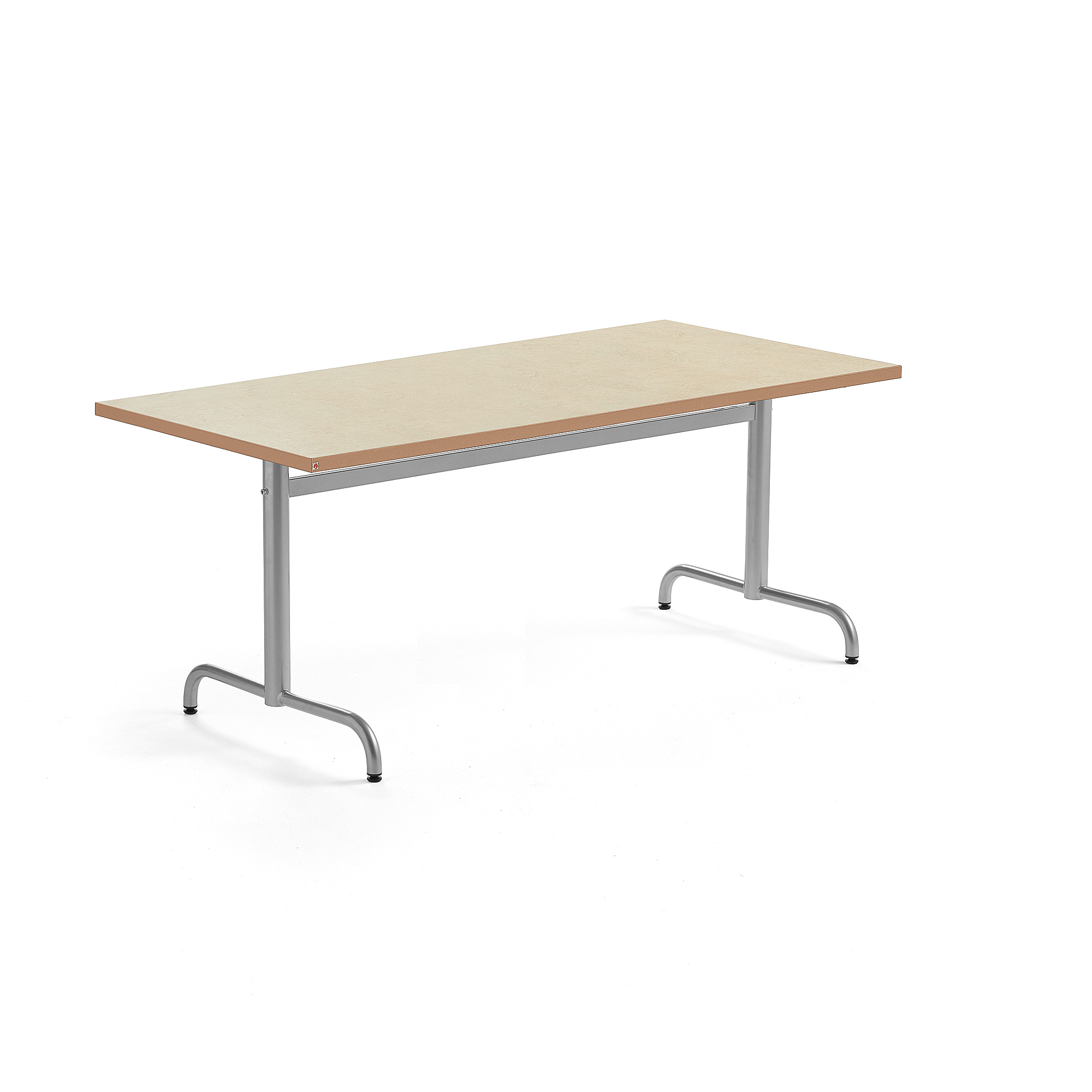 E-shop Stôl PLURAL, 1600x800x720 mm, linoleum - béžová, strieborná