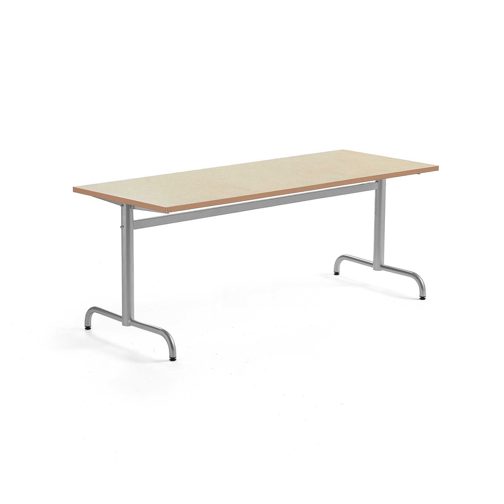 E-shop Stôl PLURAL, 1800x700x720 mm, linoleum - béžová, strieborná