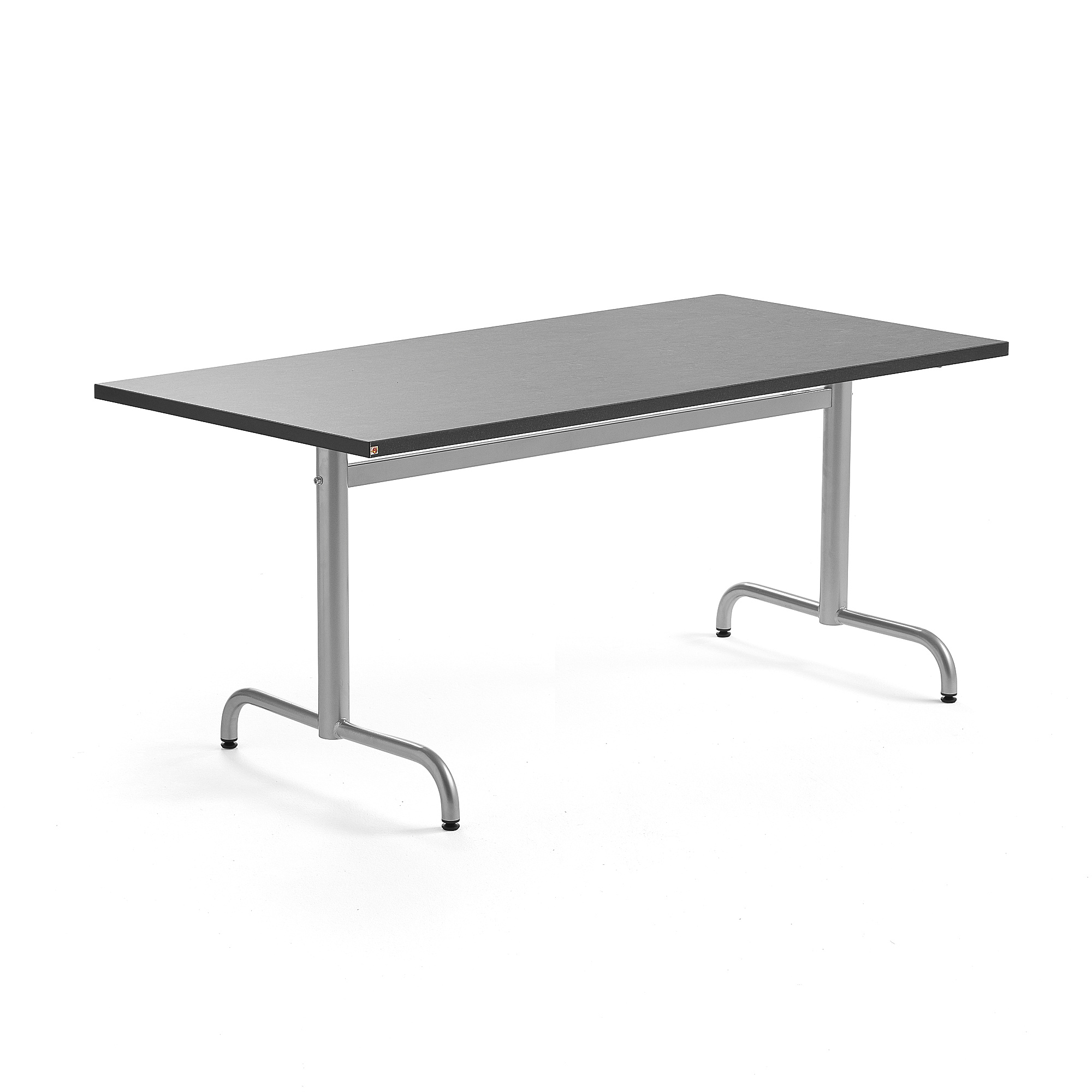 Stůl PLURAL, 1400x800x720 mm, linoleum, tmavě šedá, stříbrná