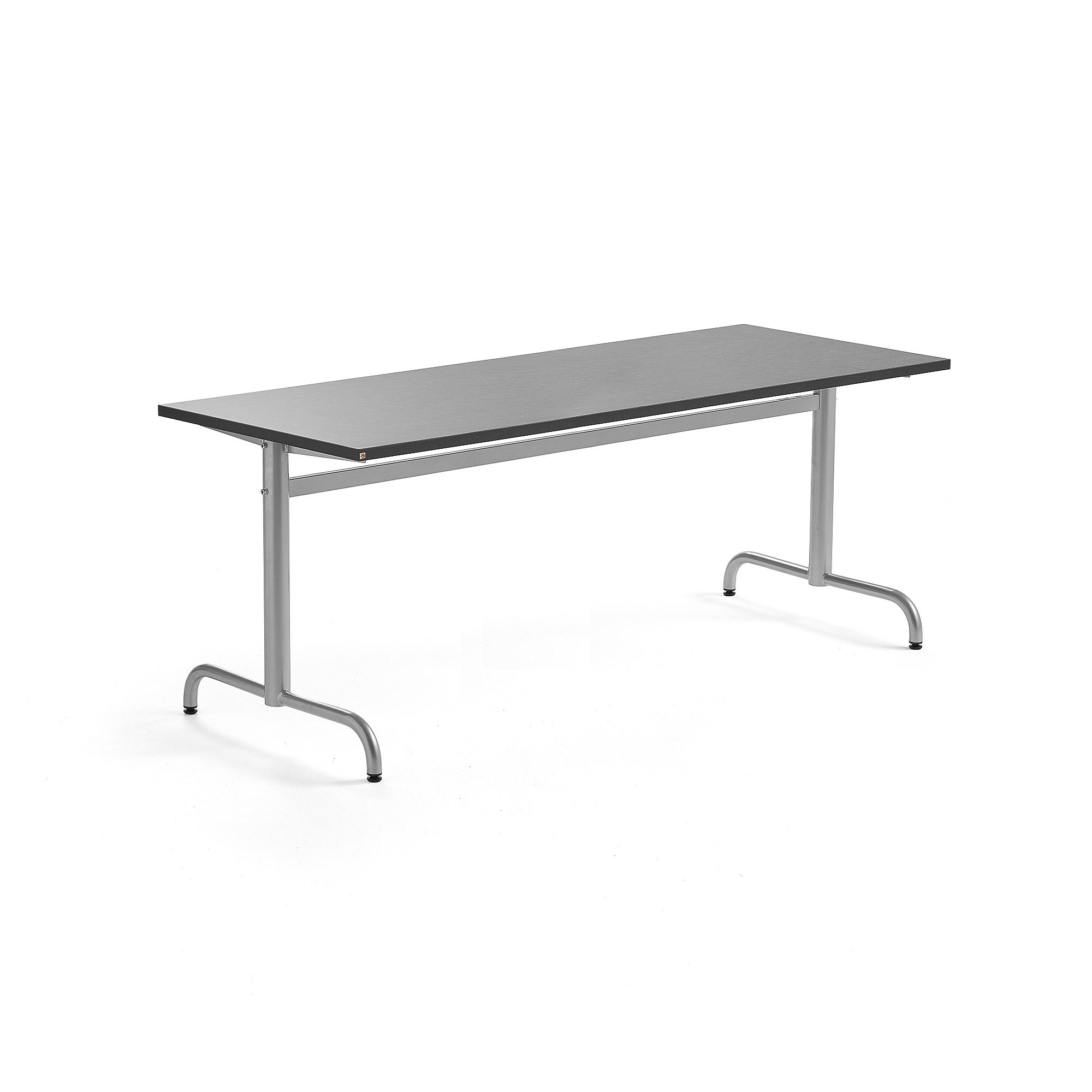Stůl PLURAL, 1800x700x720 mm, linoleum, tmavě šedá, stříbrná