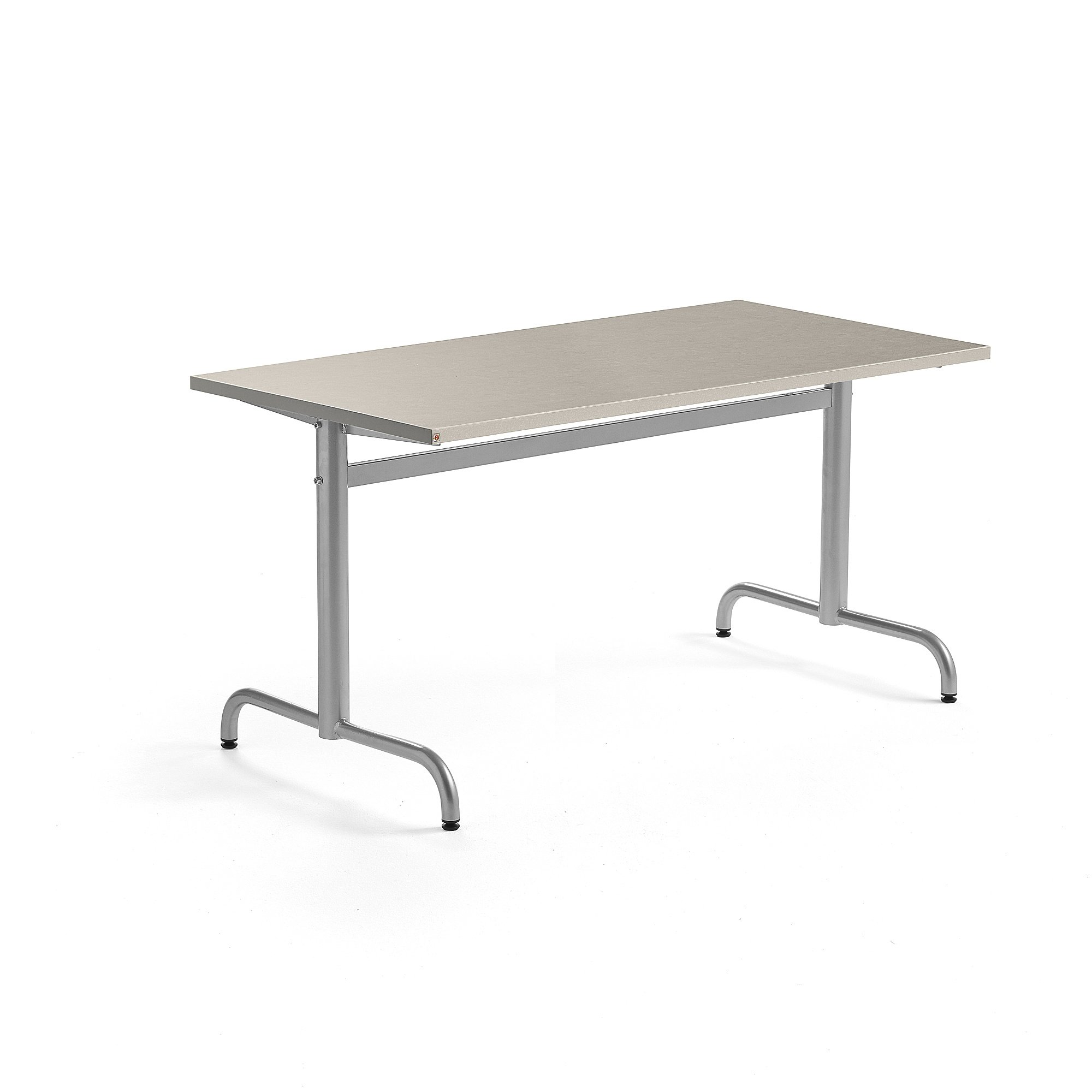 Stůl PLURAL, 1400x700x720 mm, linoleum, šedá, stříbrná