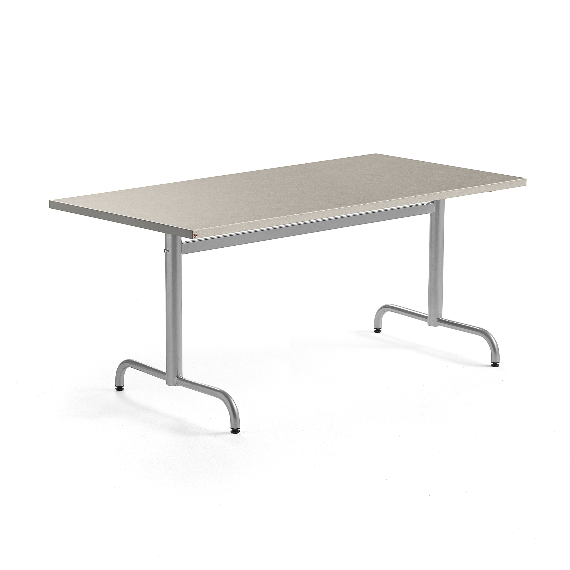 Stůl PLURAL, 1400x800x720 mm, linoleum, šedá, stříbrná