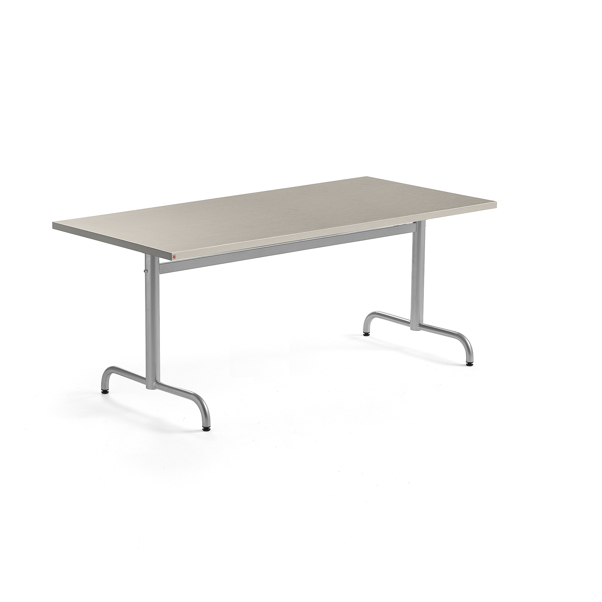 E-shop Stôl PLURAL, 1600x800x720 mm, linoleum - šedá, strieborná