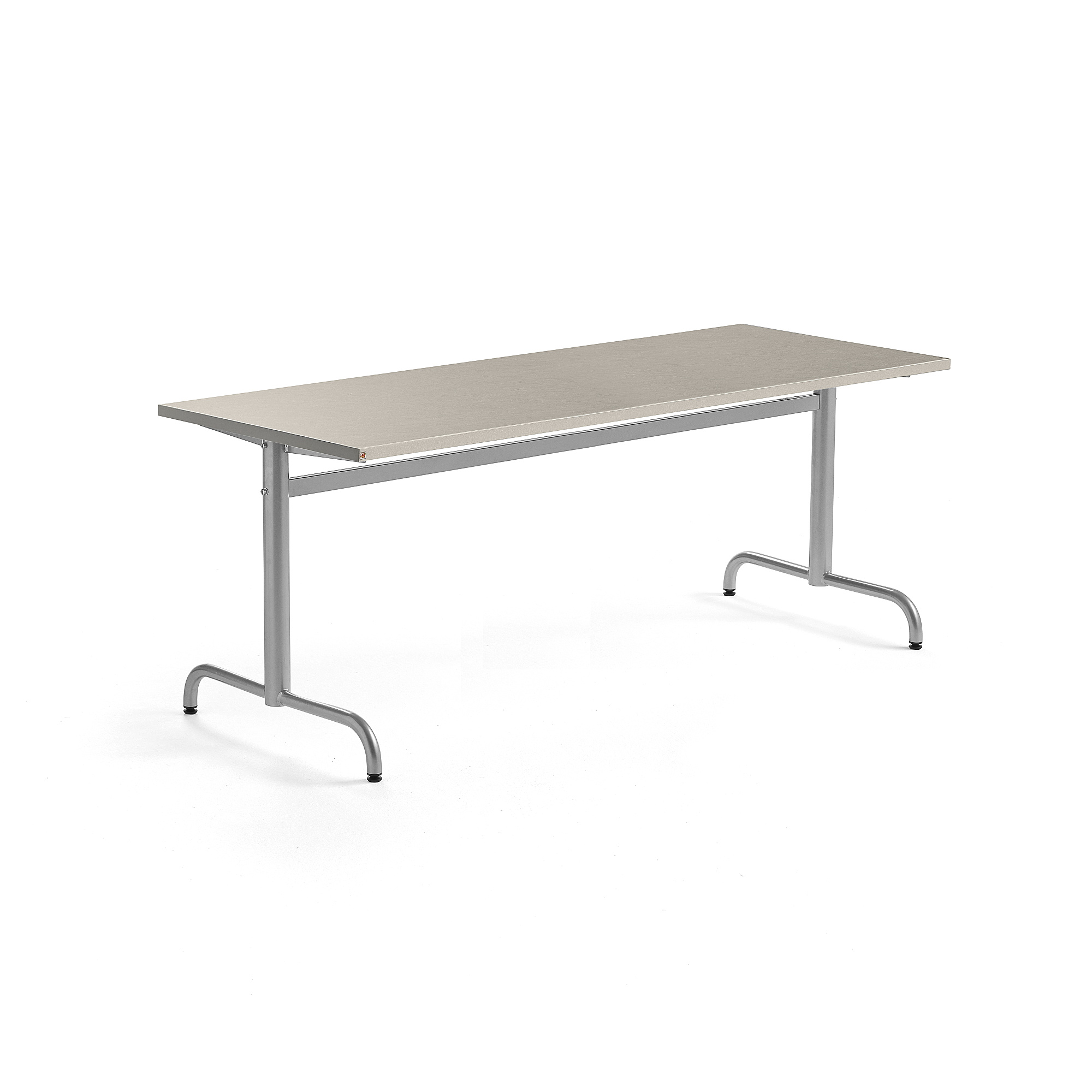 Stůl PLURAL, 1800x700x720 mm, linoleum, šedá, stříbrná