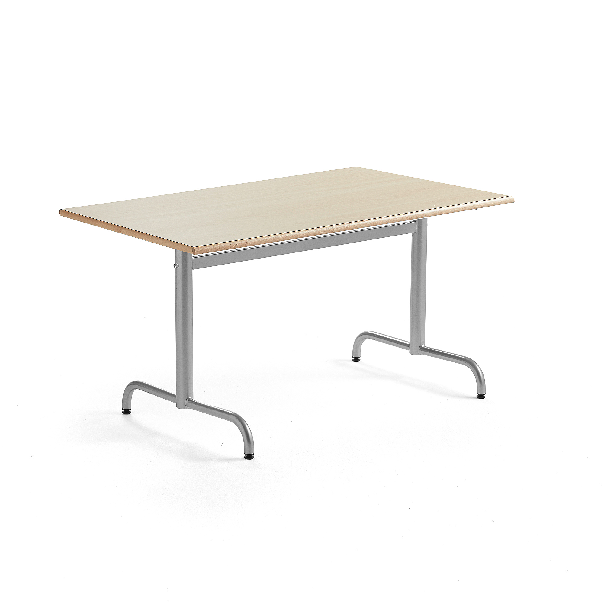 Stůl PLURAL, 1200x800x600 mm, akustická HPL deska, bříza, stříbrná