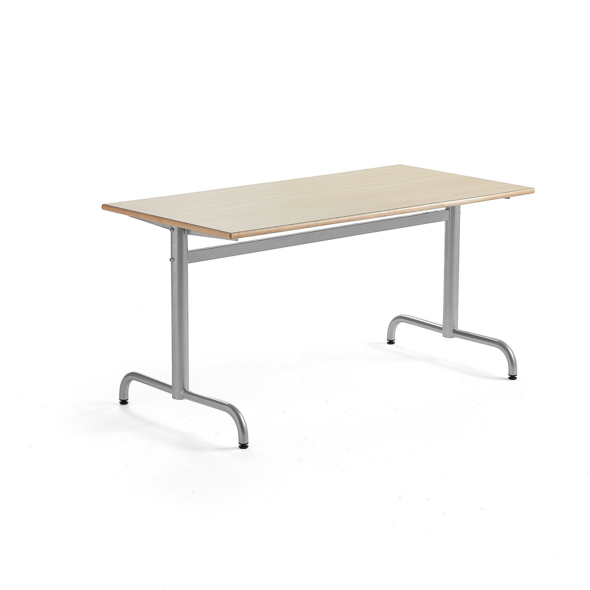 Stůl PLURAL, 1400x700x600 mm, akustická HPL deska, bříza, stříbrná