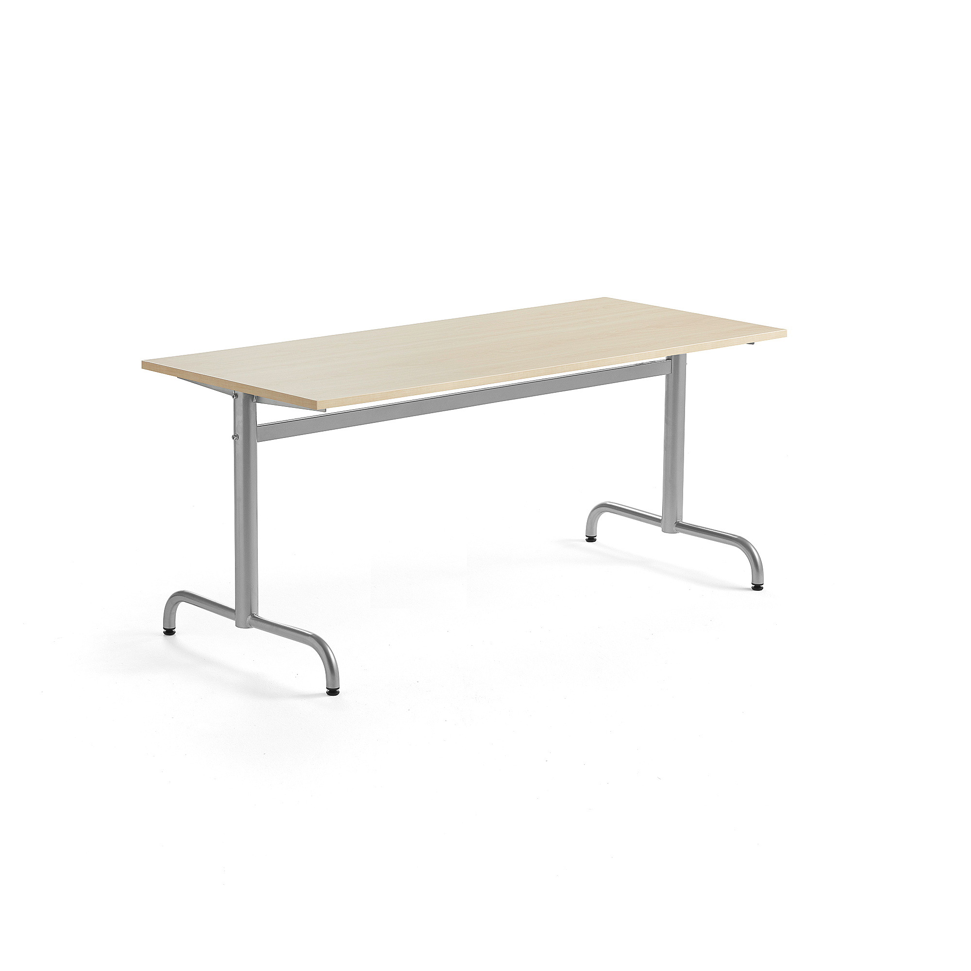 Stůl PLURAL, 1600x700x600 mm, akustická HPL deska, bříza, stříbrná
