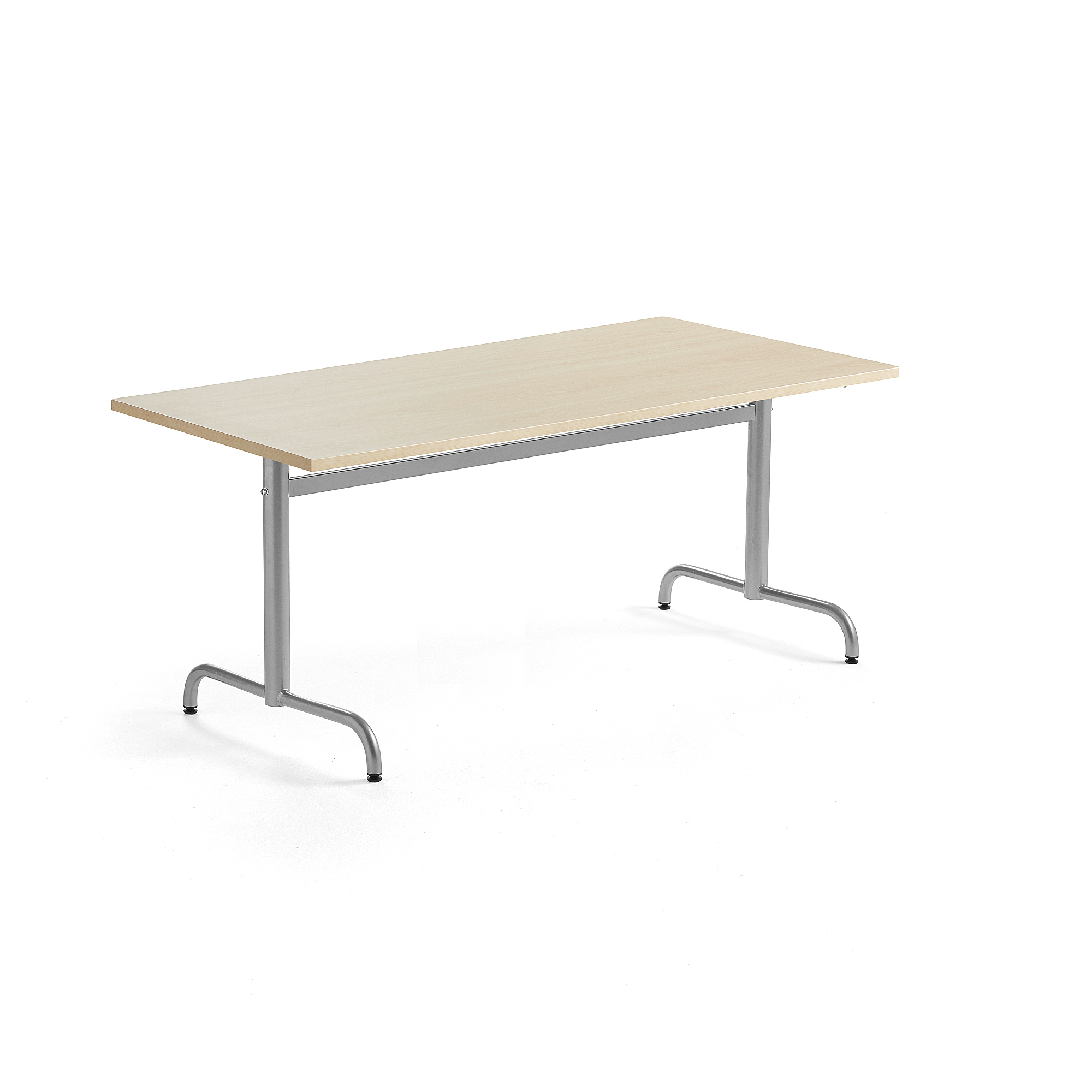 Levně Stůl PLURAL, 1600x800x600 mm, akustická HPL deska, bříza, stříbrná