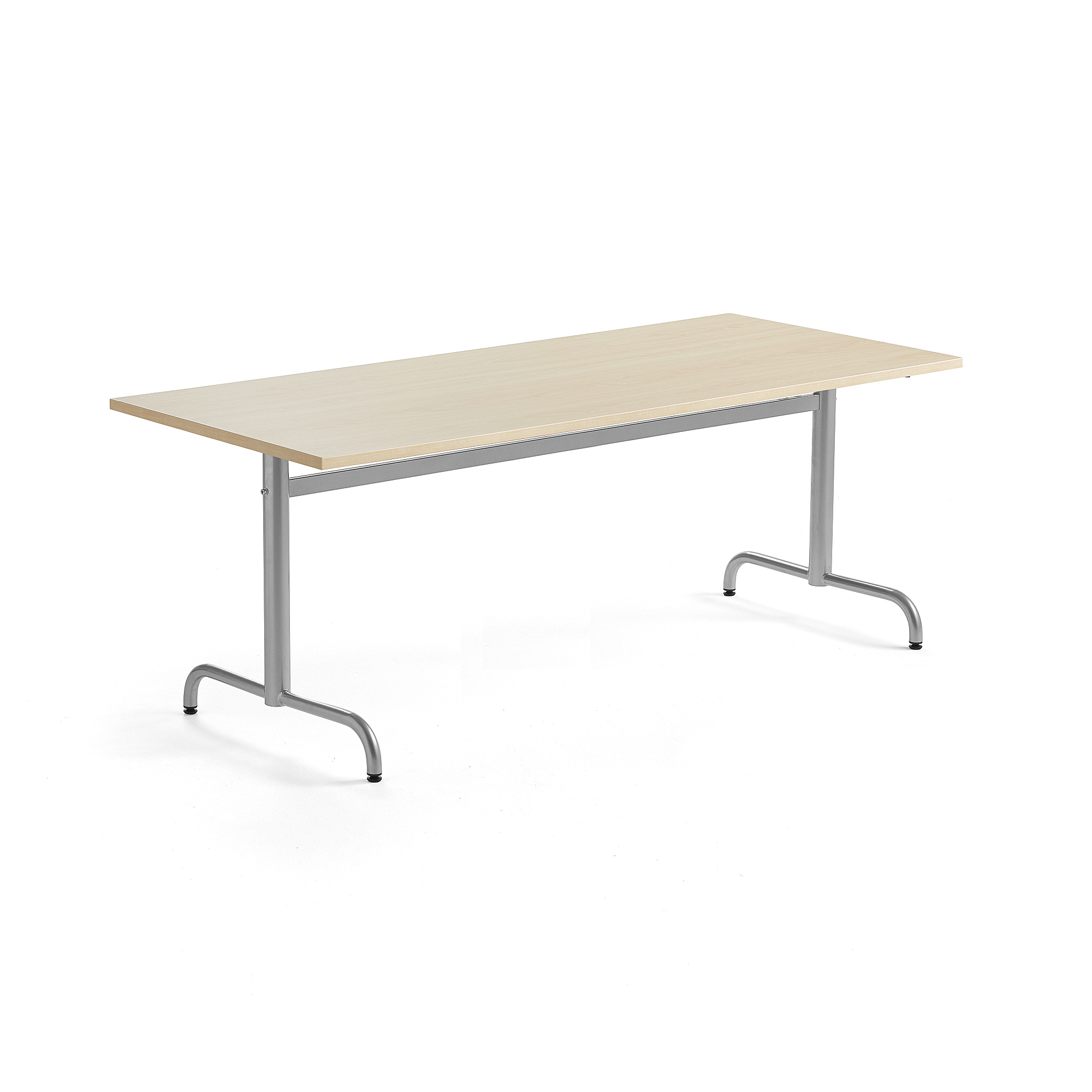 Stůl PLURAL, 1800x800x600 mm, akustická HPL deska, bříza, stříbrná