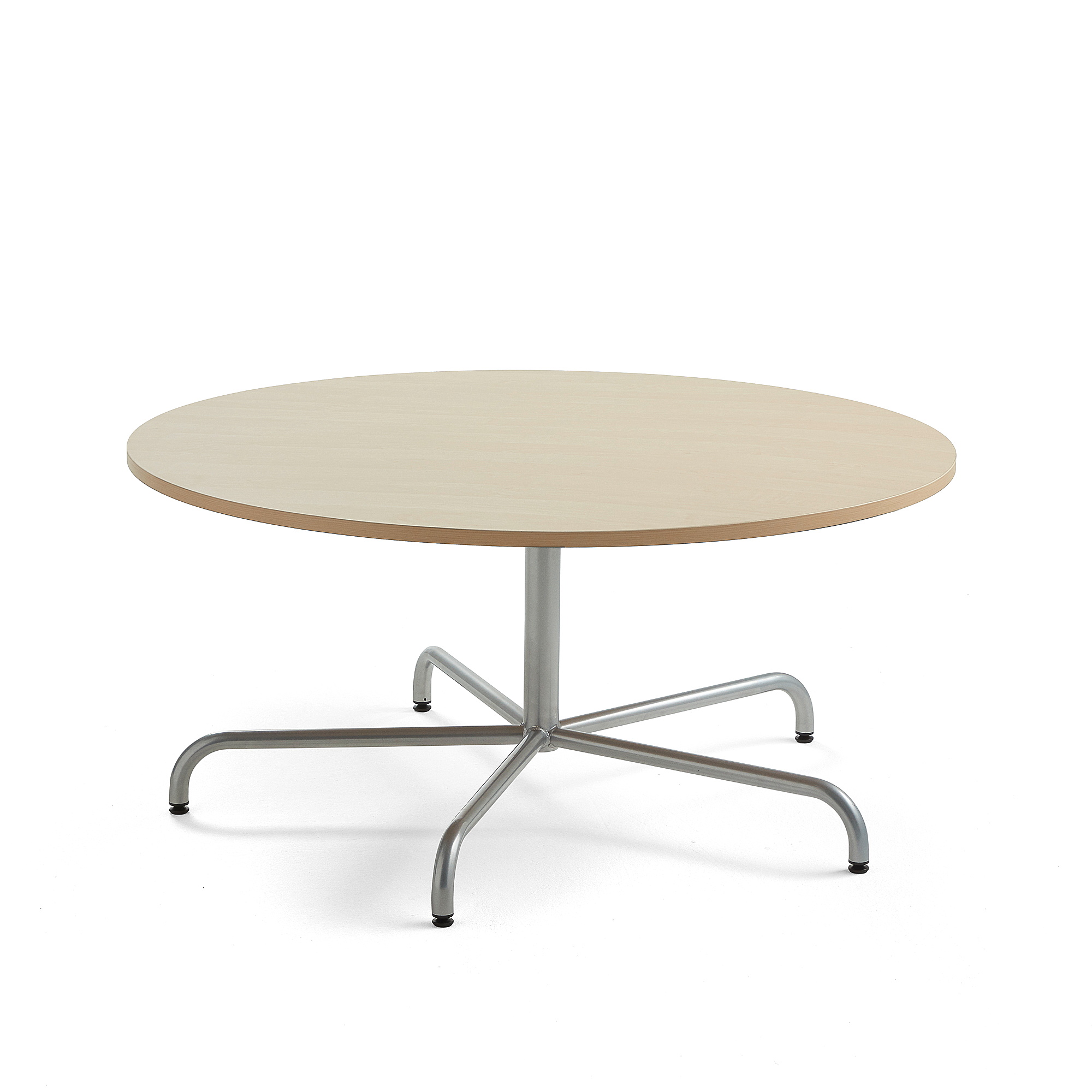 Stůl PLURAL, Ø1300x600 mm, akustická HPL deska, bříza, stříbrná