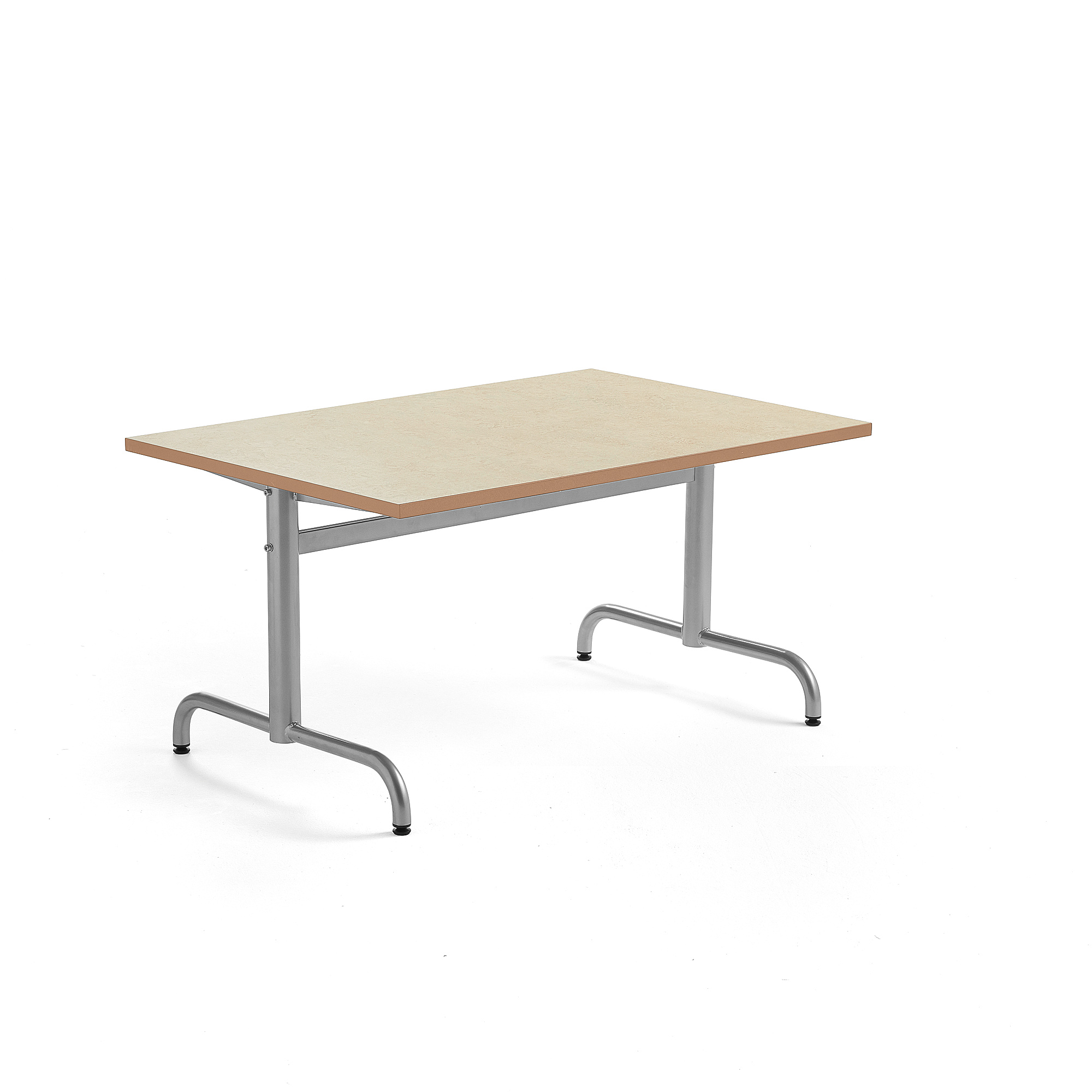 Levně Stůl PLURAL, 1200x800x600 mm, linoleum, béžová, stříbrná