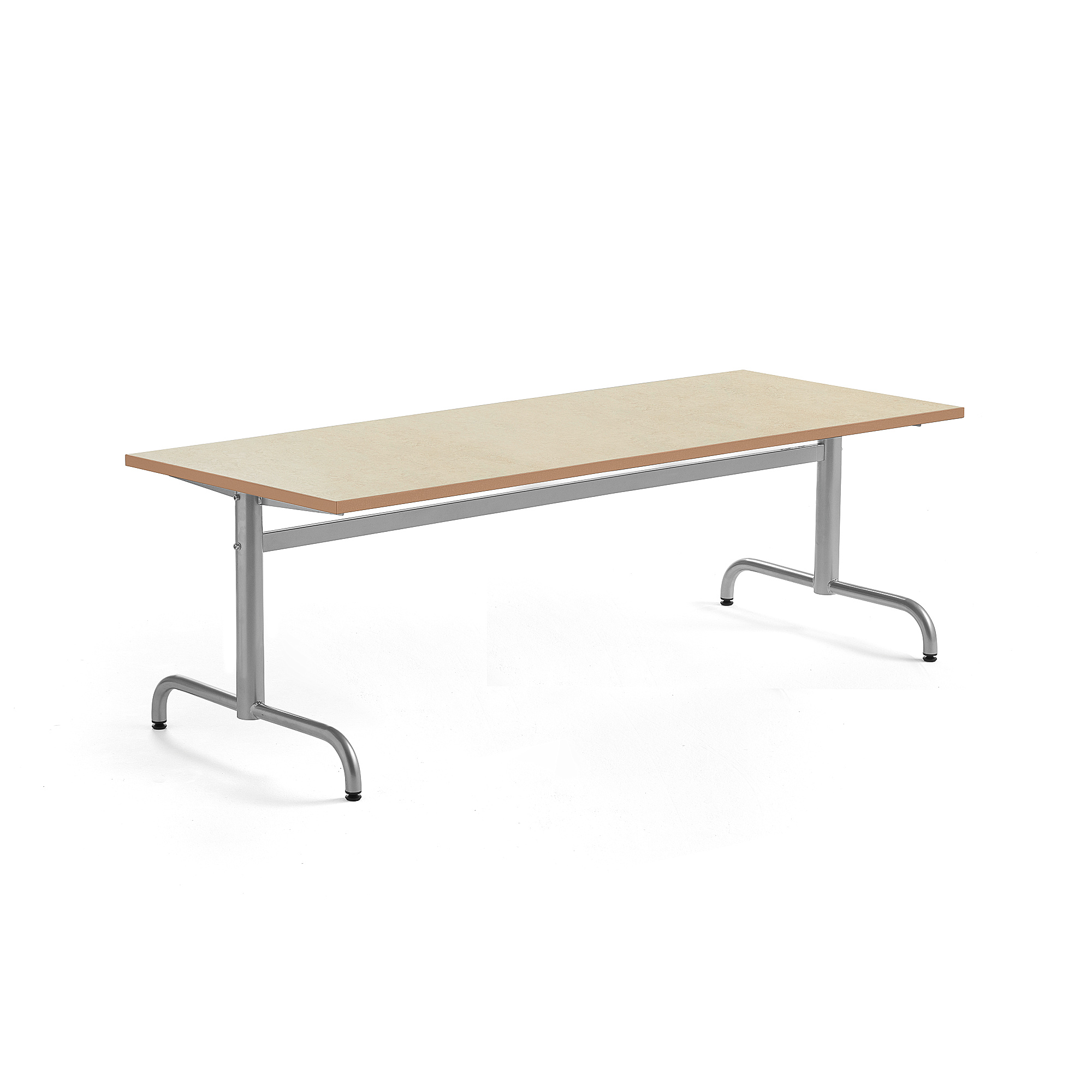 E-shop Stôl PLURAL, 1800x700x600 mm, linoleum - béžová, strieborná