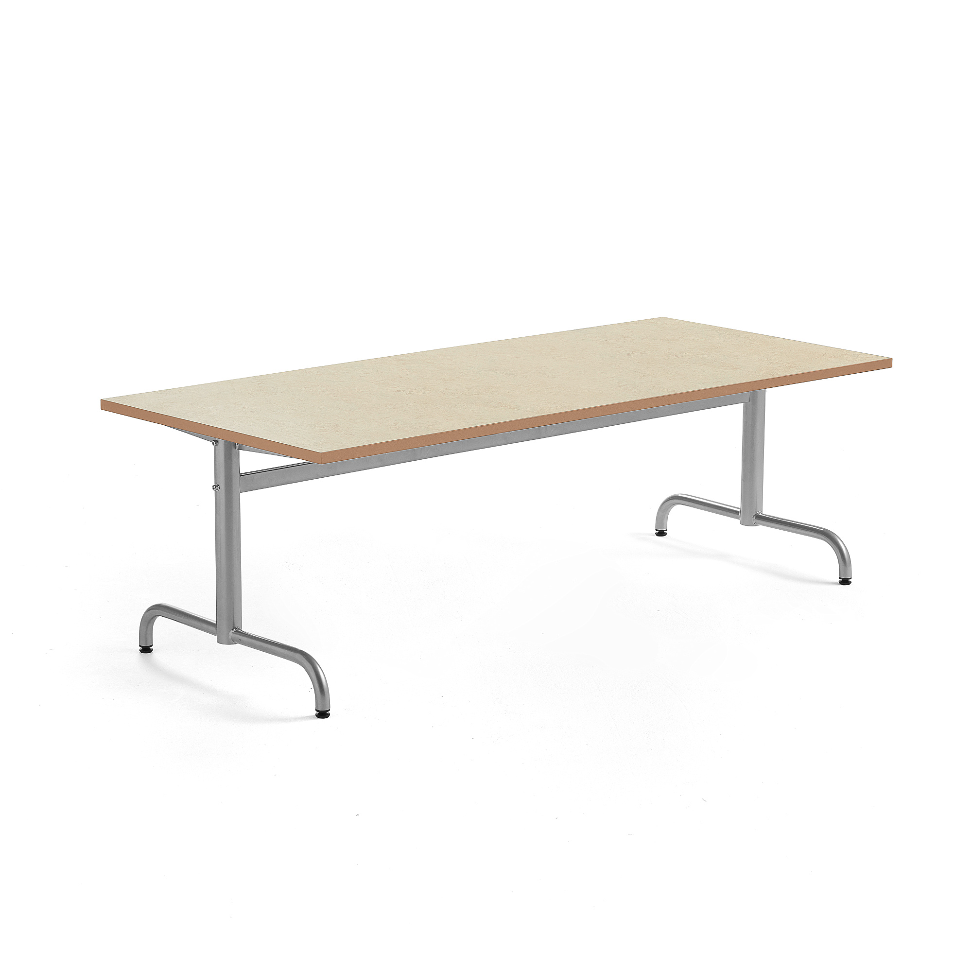 Stůl PLURAL, 1800x800x600 mm, linoleum, béžová, stříbrná