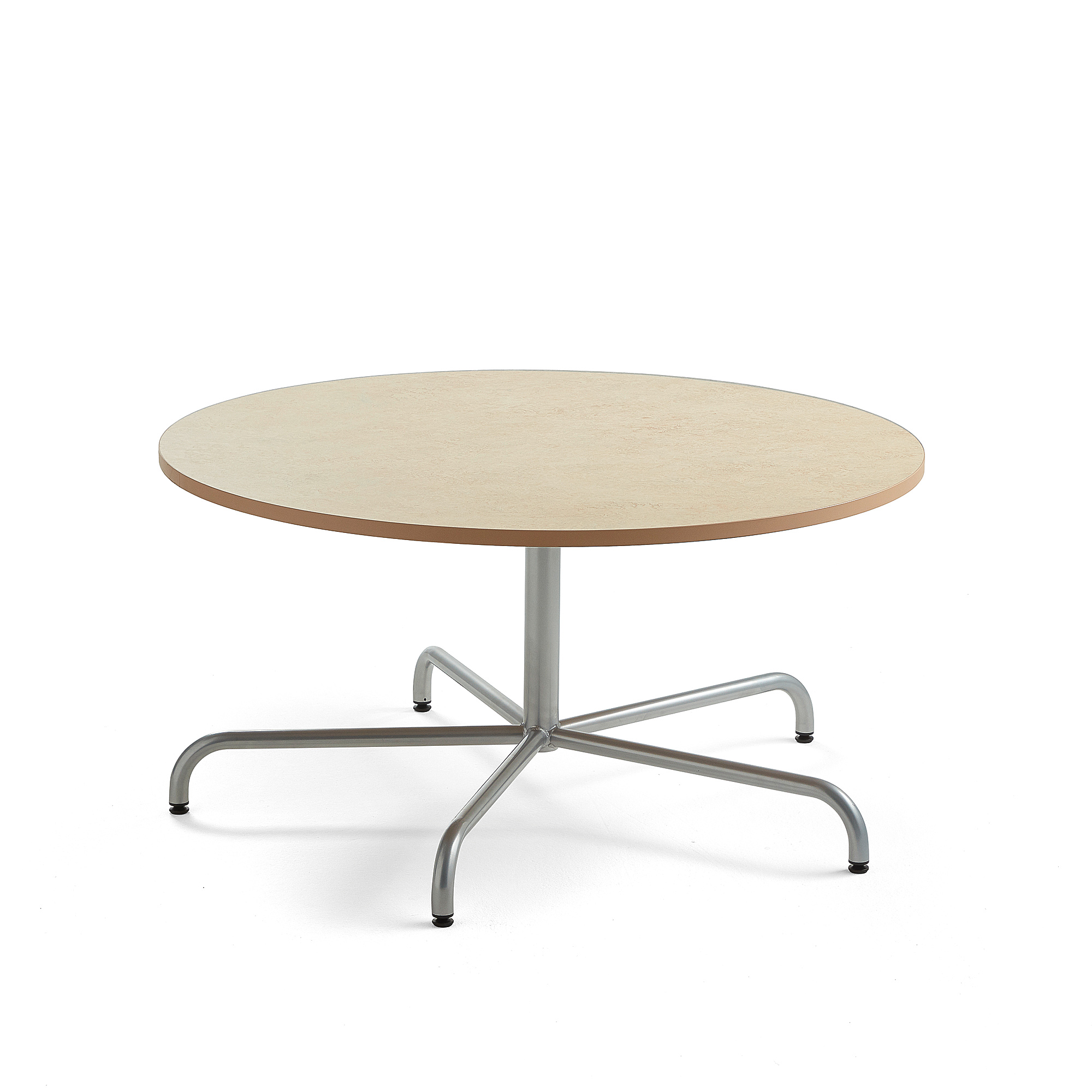 Levně Stůl PLURAL, Ø1200x600 mm, linoleum, béžová, stříbrná