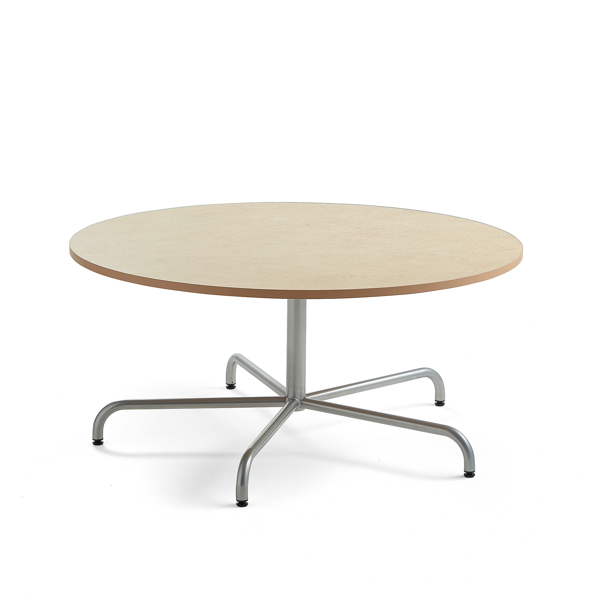 Levně Stůl PLURAL, Ø1300x600 mm, linoleum, béžová, stříbrná
