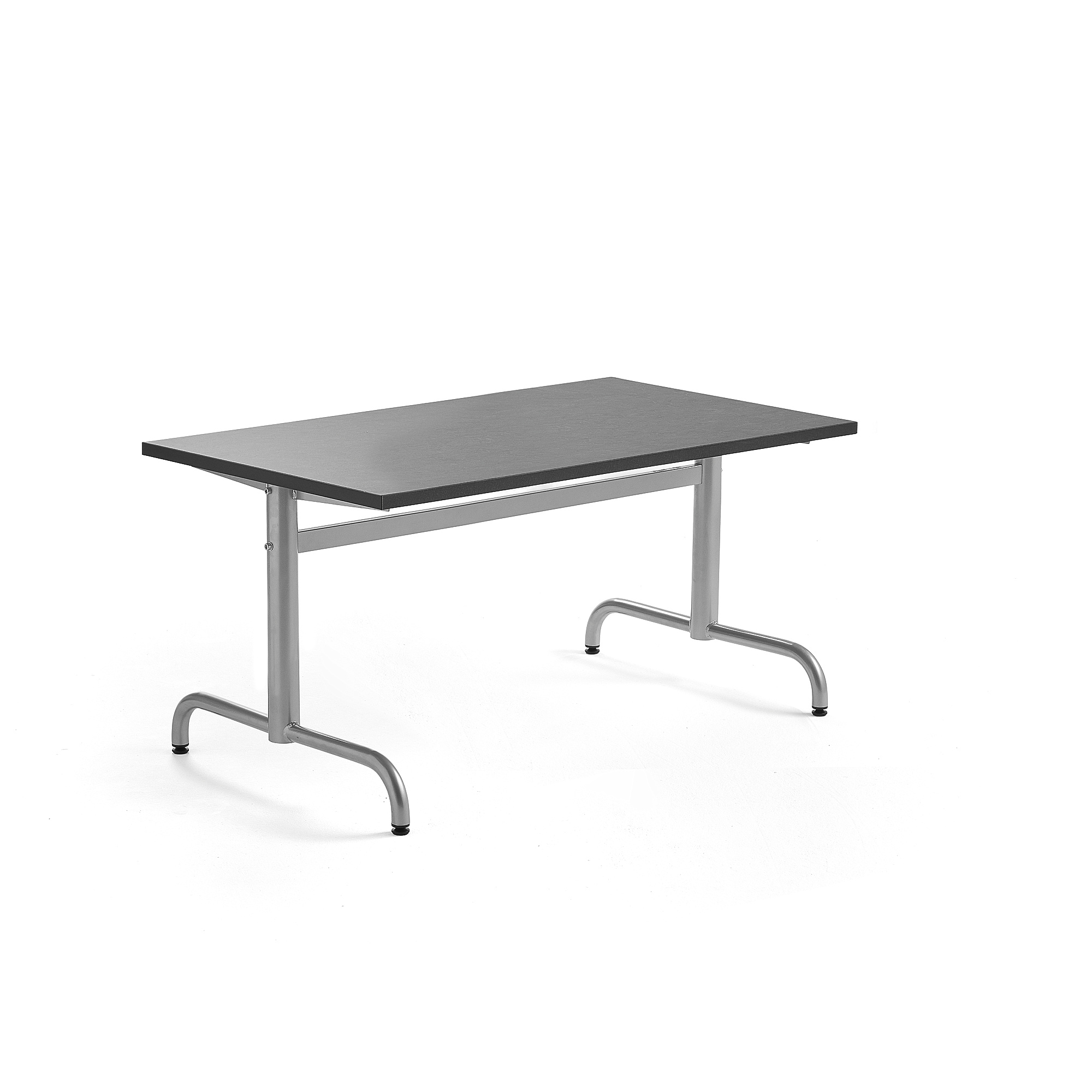 Levně Stůl PLURAL, 1200x700x600 mm, linoleum, tmavě šedá, stříbrná