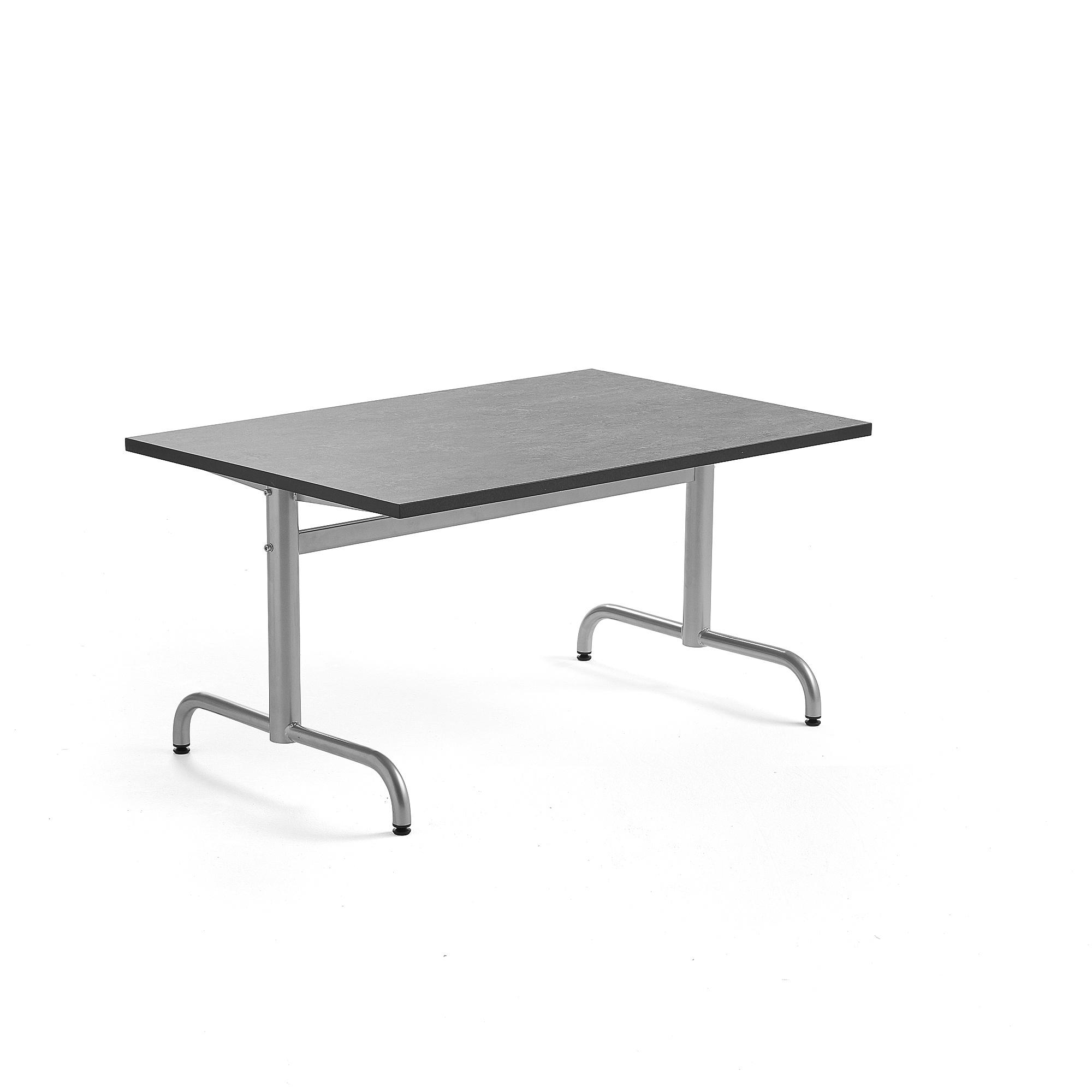 Levně Stůl PLURAL, 1200x800x600 mm, linoleum, tmavě šedá, stříbrná