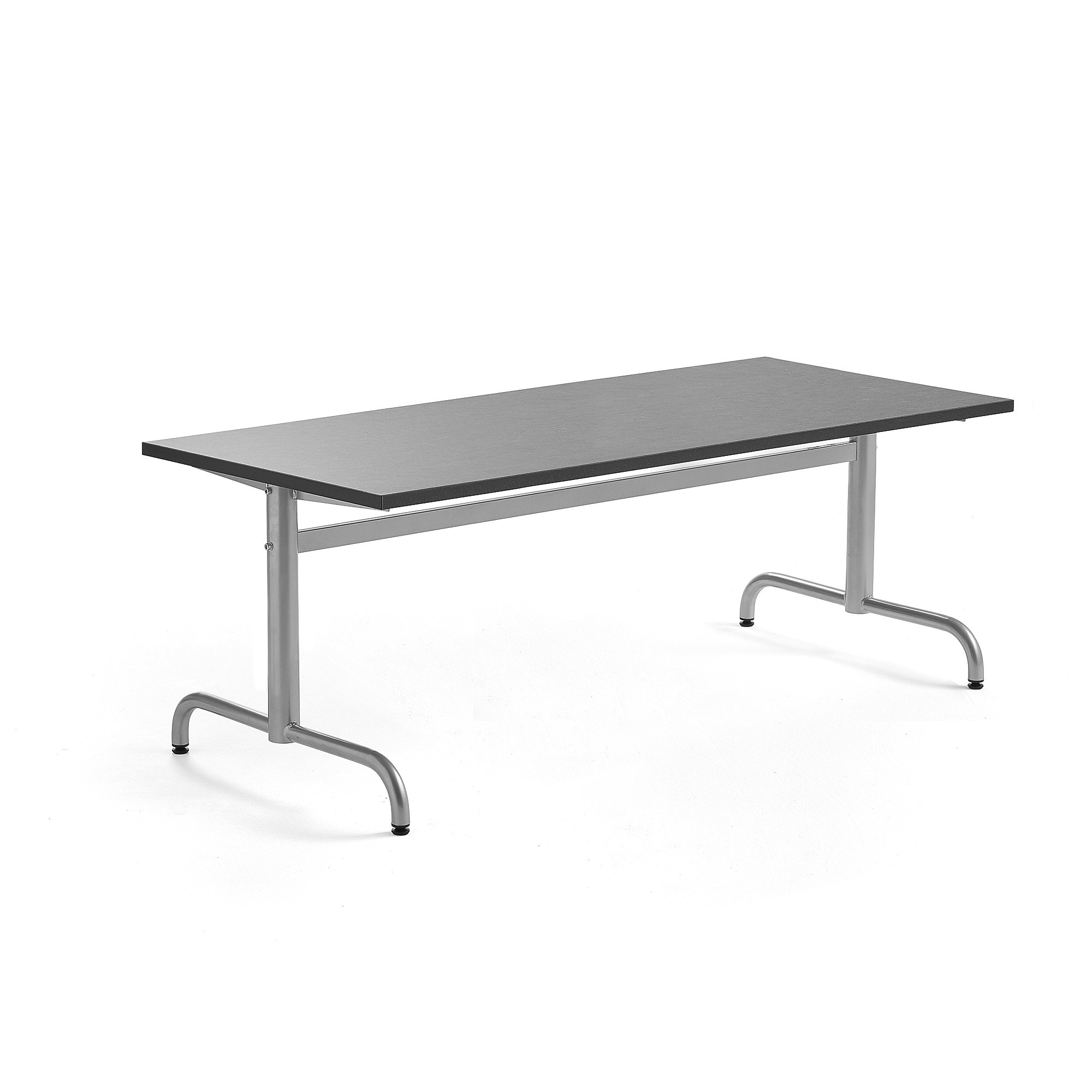 Stůl PLURAL, 1600x700x600 mm, linoleum, tmavě šedá, stříbrná