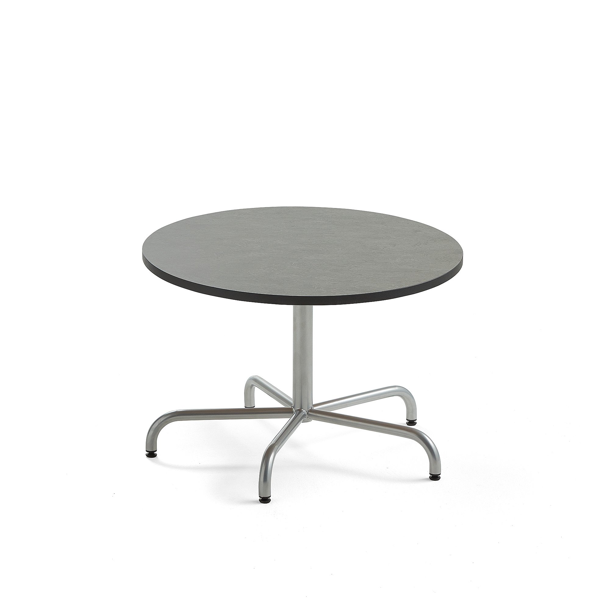 Levně Stůl PLURAL, Ø900x600 mm, linoleum, tmavě šedá, stříbrná
