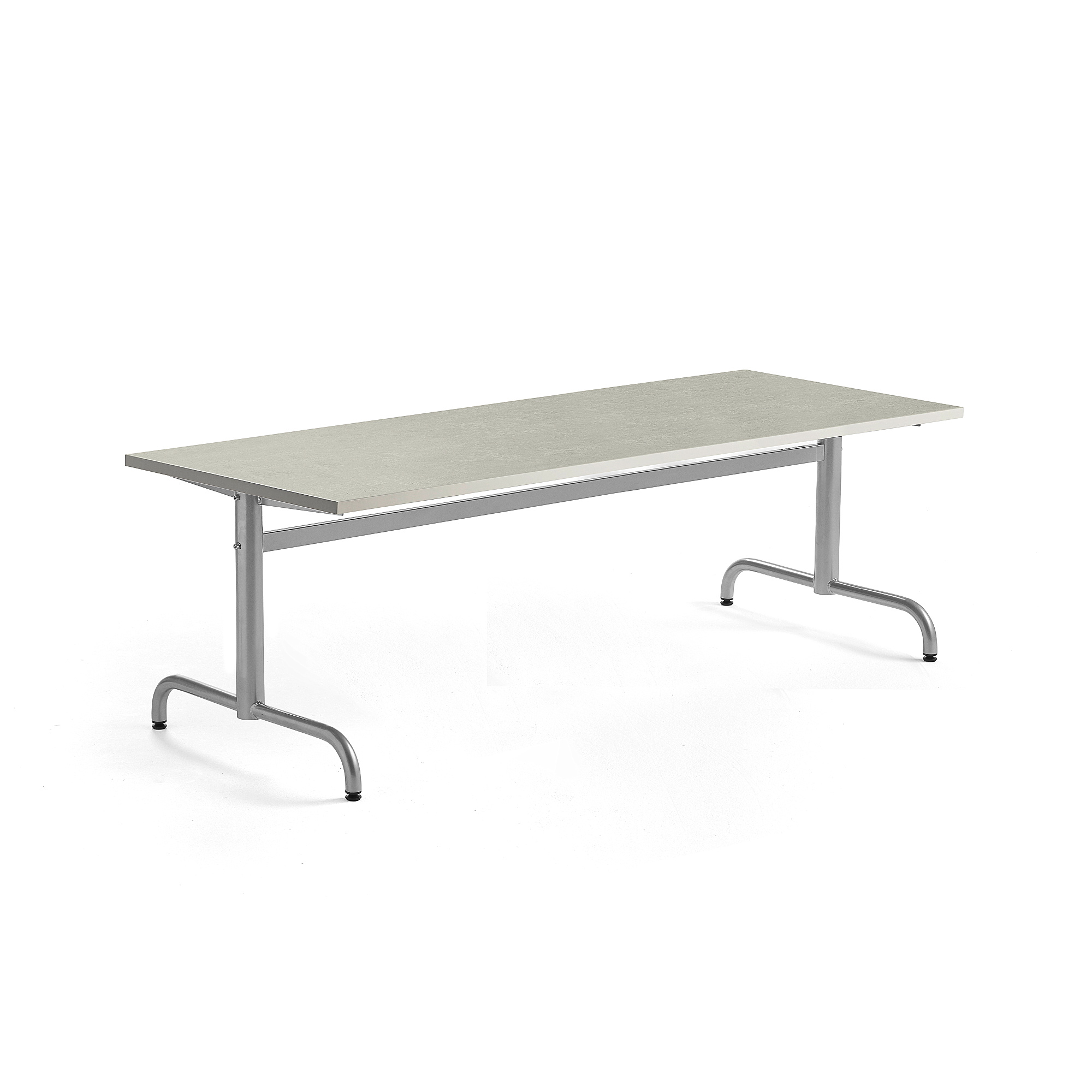 E-shop Stôl PLURAL, 1800x700x600 mm, linoleum - šedá, strieborná