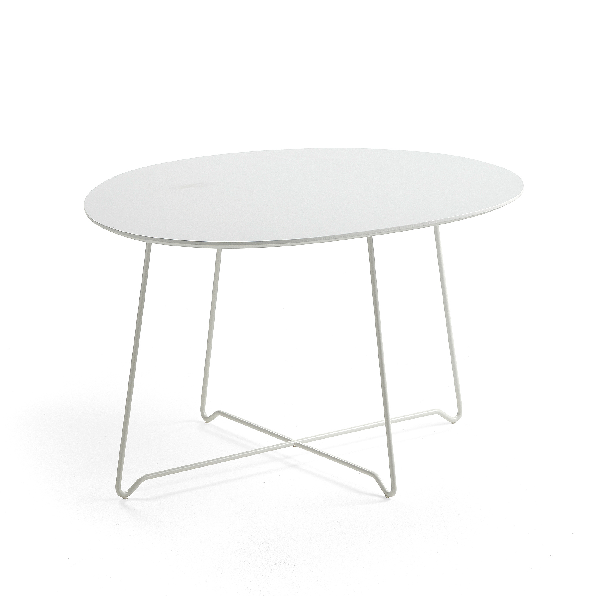 Levně Konferenční stolek IRIS, oválný, 870x670 mm, bílá, bílá deska