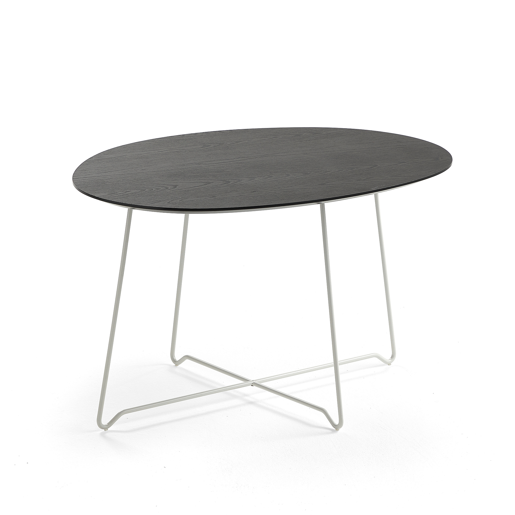 Levně Konferenční stolek IRIS, oválný, 870x670 mm, bílá, černý dub