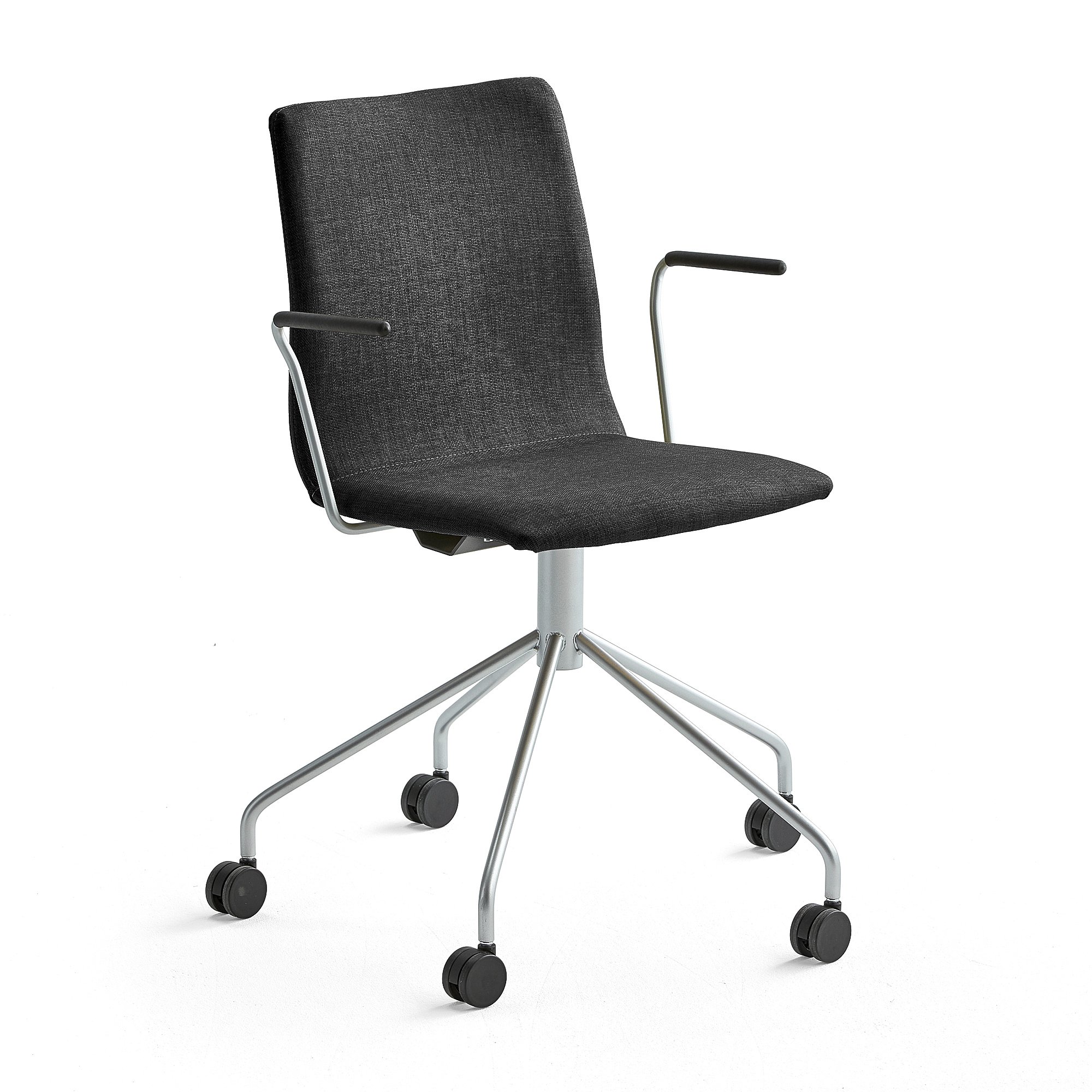 Konferenční židle OTTAWA, s kolečky a područkami, černá, šedý rám