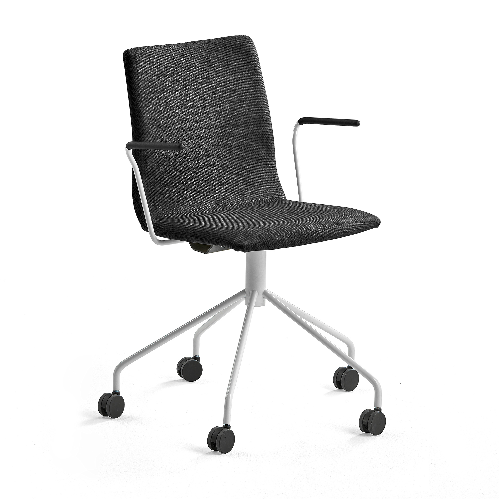 Konferenčná stolička OTTAWA, s kolieskami a opierkami rúk, čierna, biela
