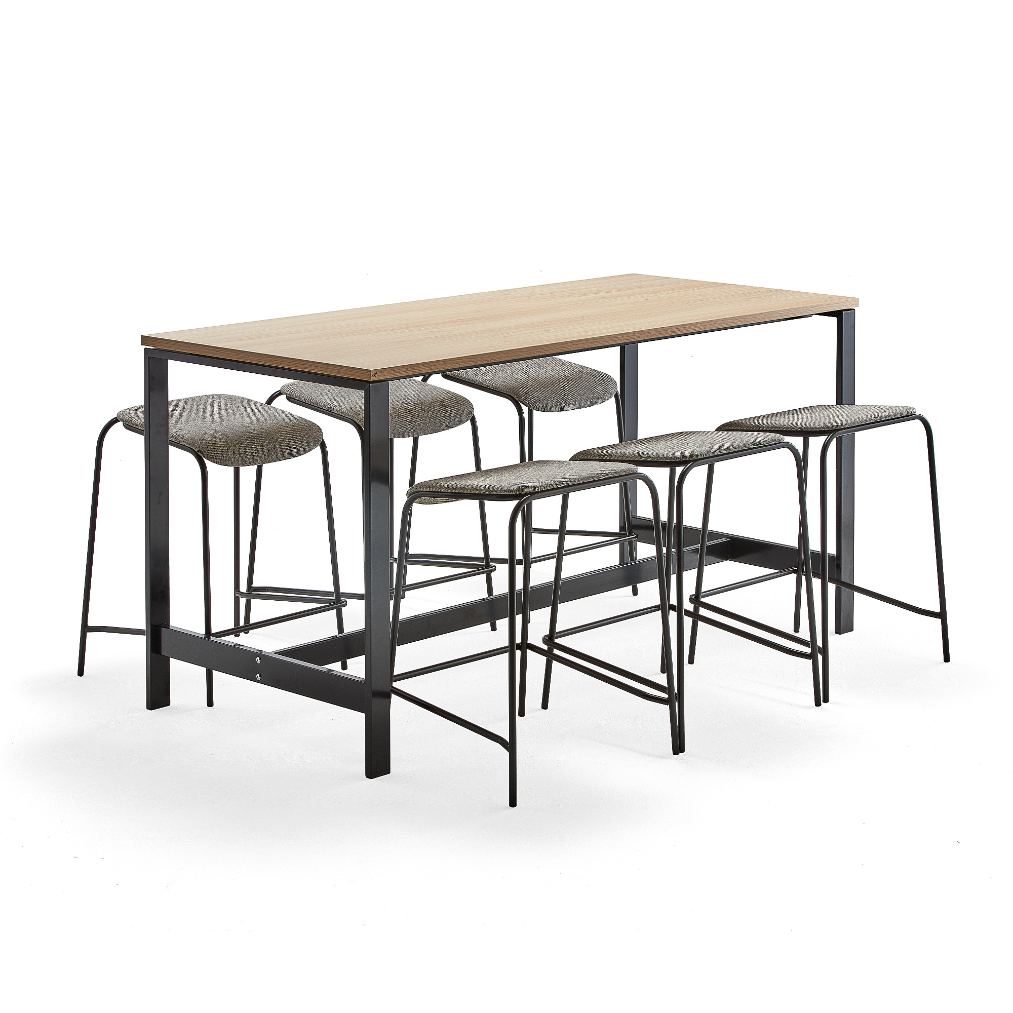 Sestava VARIOUS + ATTEND, stůl 1800x800x900 mm, dub + 6 béžových stoliček