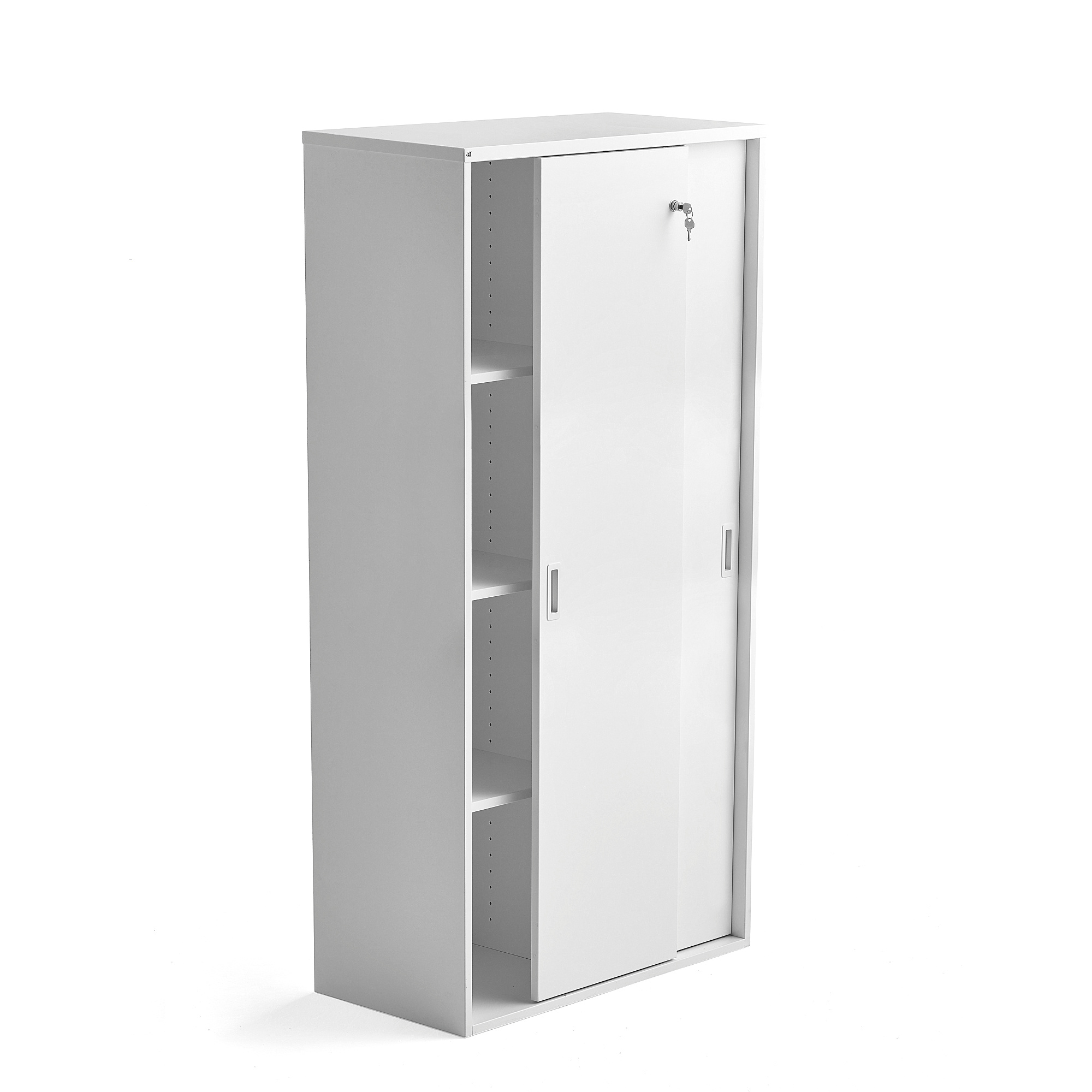 Skříň s posuvnými dveřmi MODULUS, uzamykatelná, 1600x800 mm, bílá