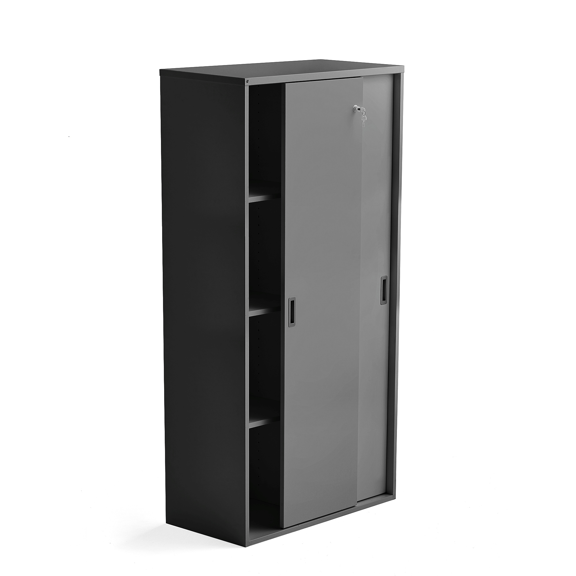 Kancelárska skriňa s posuvnými dverami MODULUS, 1600x800 mm, čierna