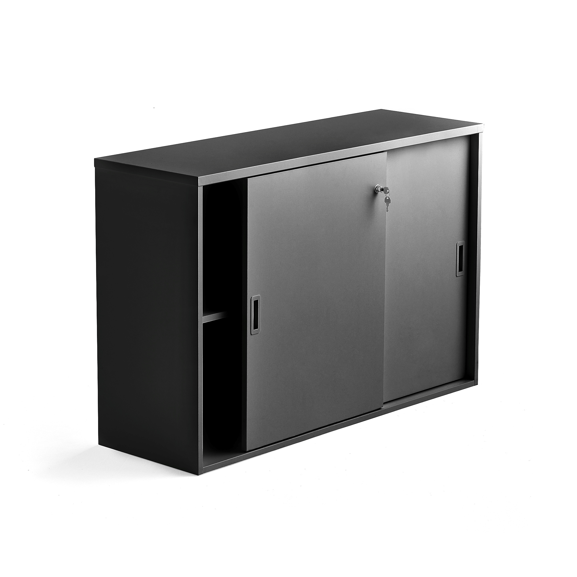 Kancelárska skriňa s posuvnými dverami MODULUS XL, 800x1200 mm, čierna