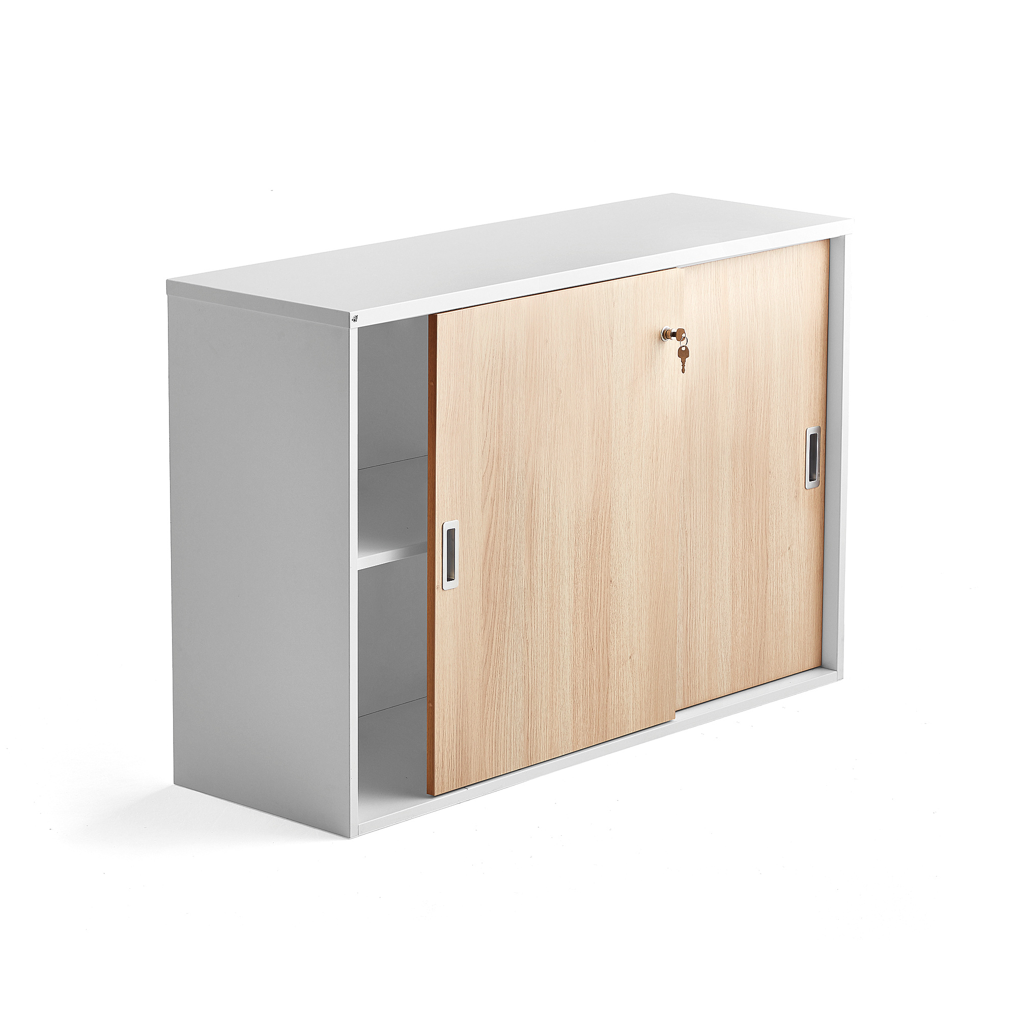 Kancelárska skriňa s posuvnými dverami MODULUS XL, 800x1200 mm, biela, dub