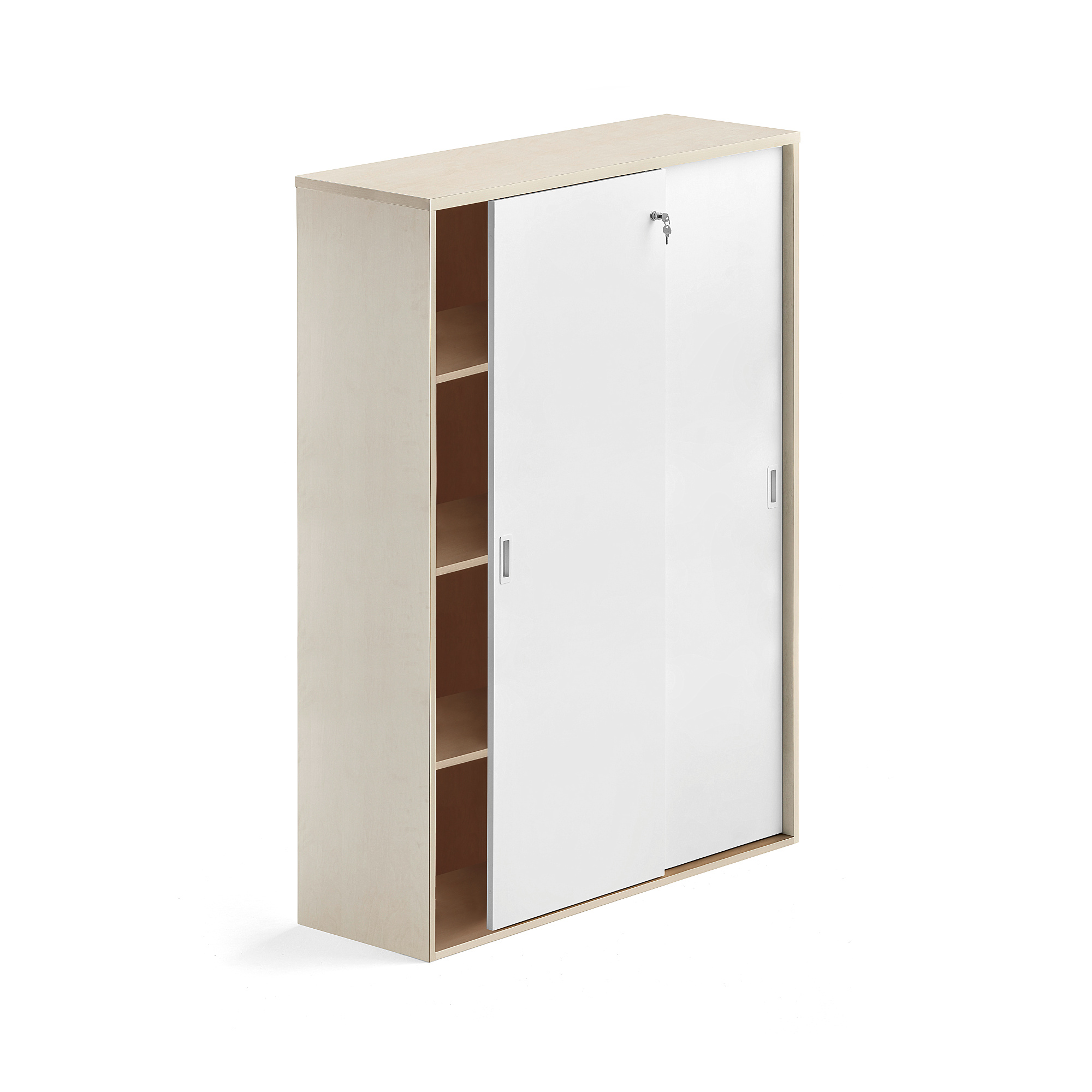 Kancelárska skriňa s posuvnými dverami MODULUS XL, 1600x1200mm, breza,biela