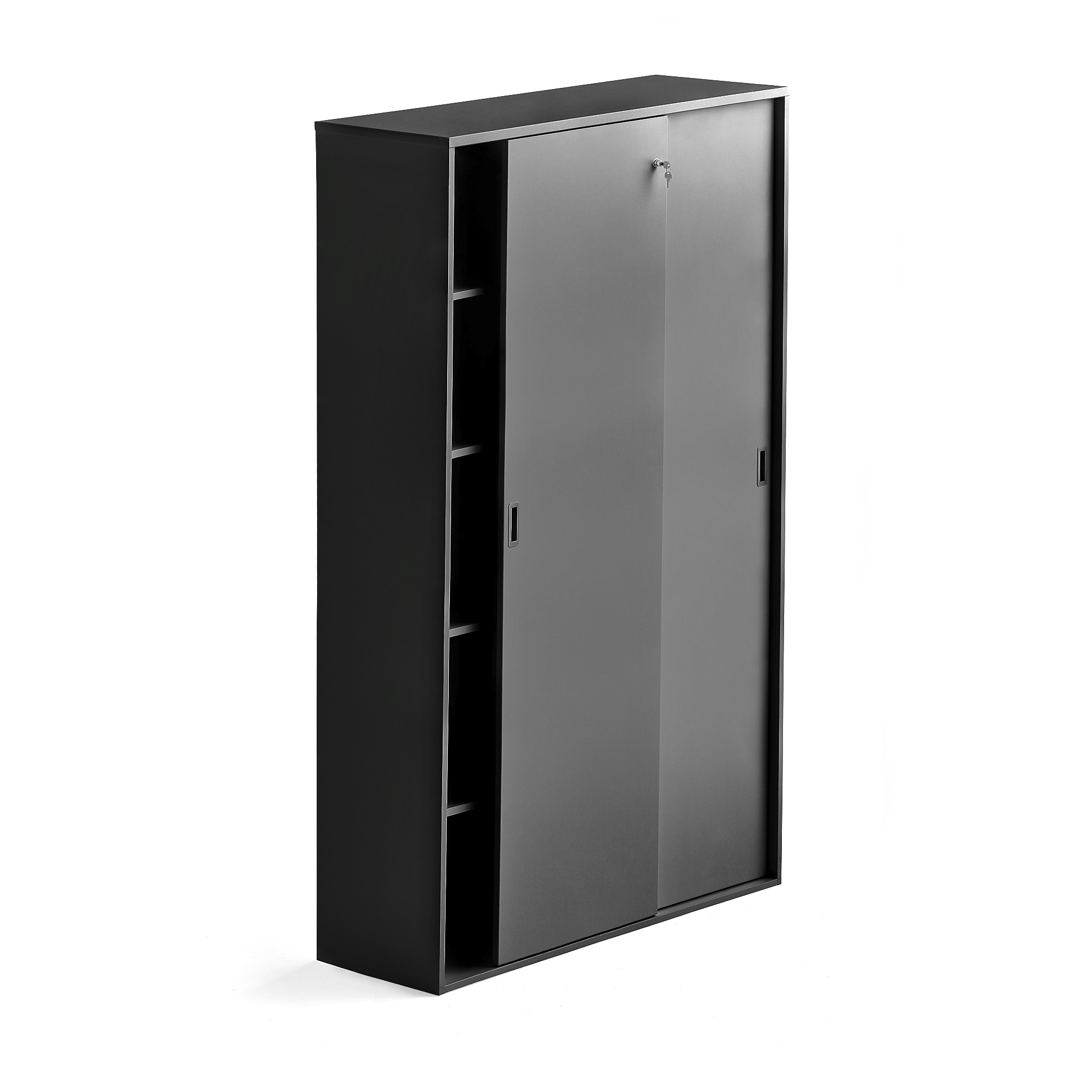 Kancelárska skriňa s posuvnými dverami MODULUS XL, 2000x1200 mm, čierna