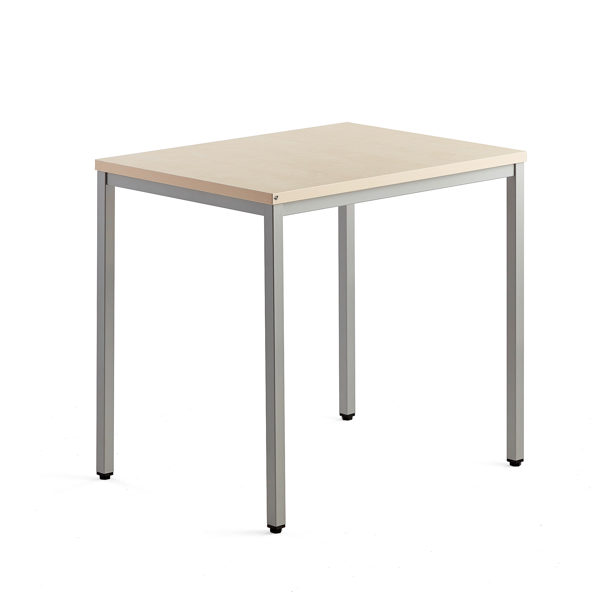 Přídavný stůl QBUS, 4 nohy, 800x600 mm, stříbrný rám, bříza