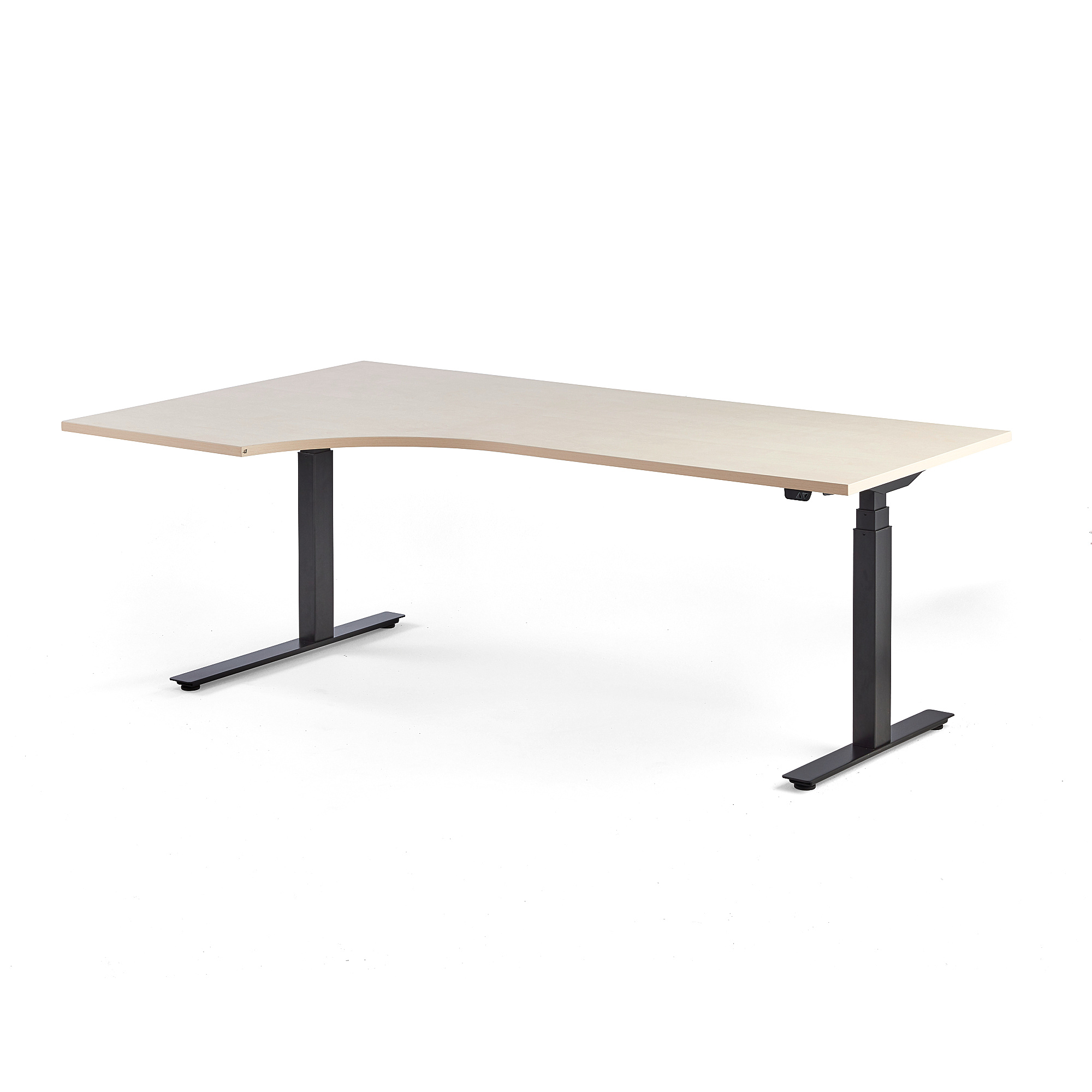 Levně Výškově nastavitelný stůl MODULUS, rohový, 2000x1200 mm, černý rám, bříza