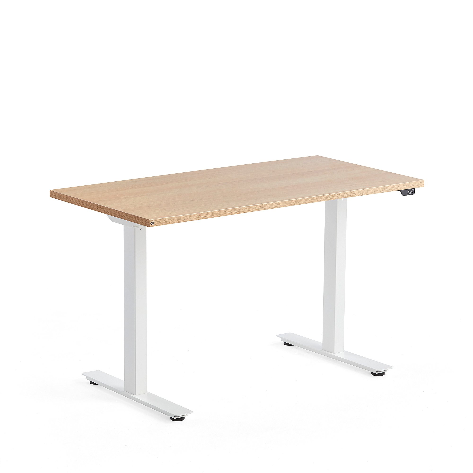 Výškově nastavitelný stůl MODULUS, 1200x600 mm, bílý rám, dub